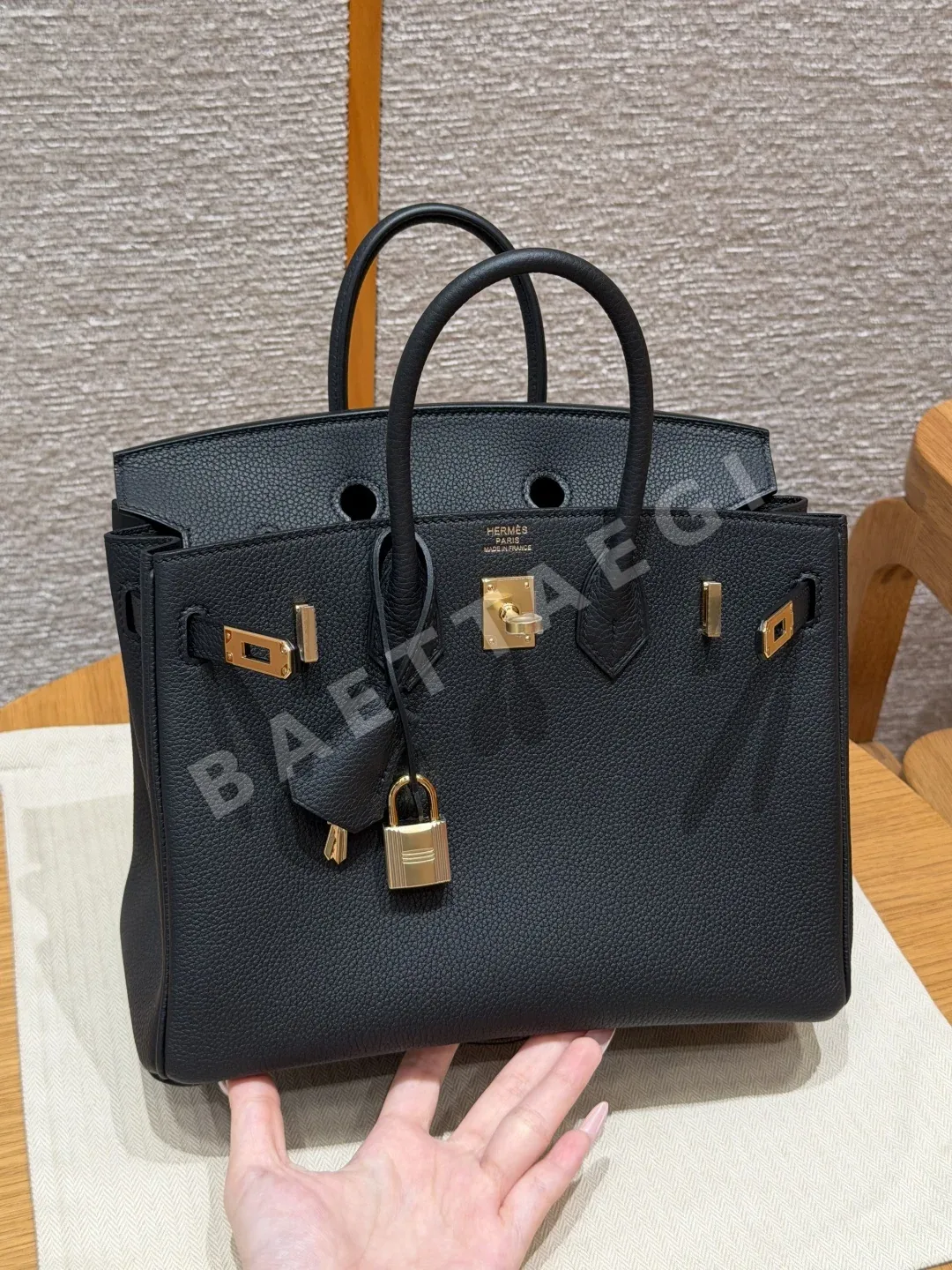 에르메스 버킨 25 블랙 토고 가죽 가방 192821