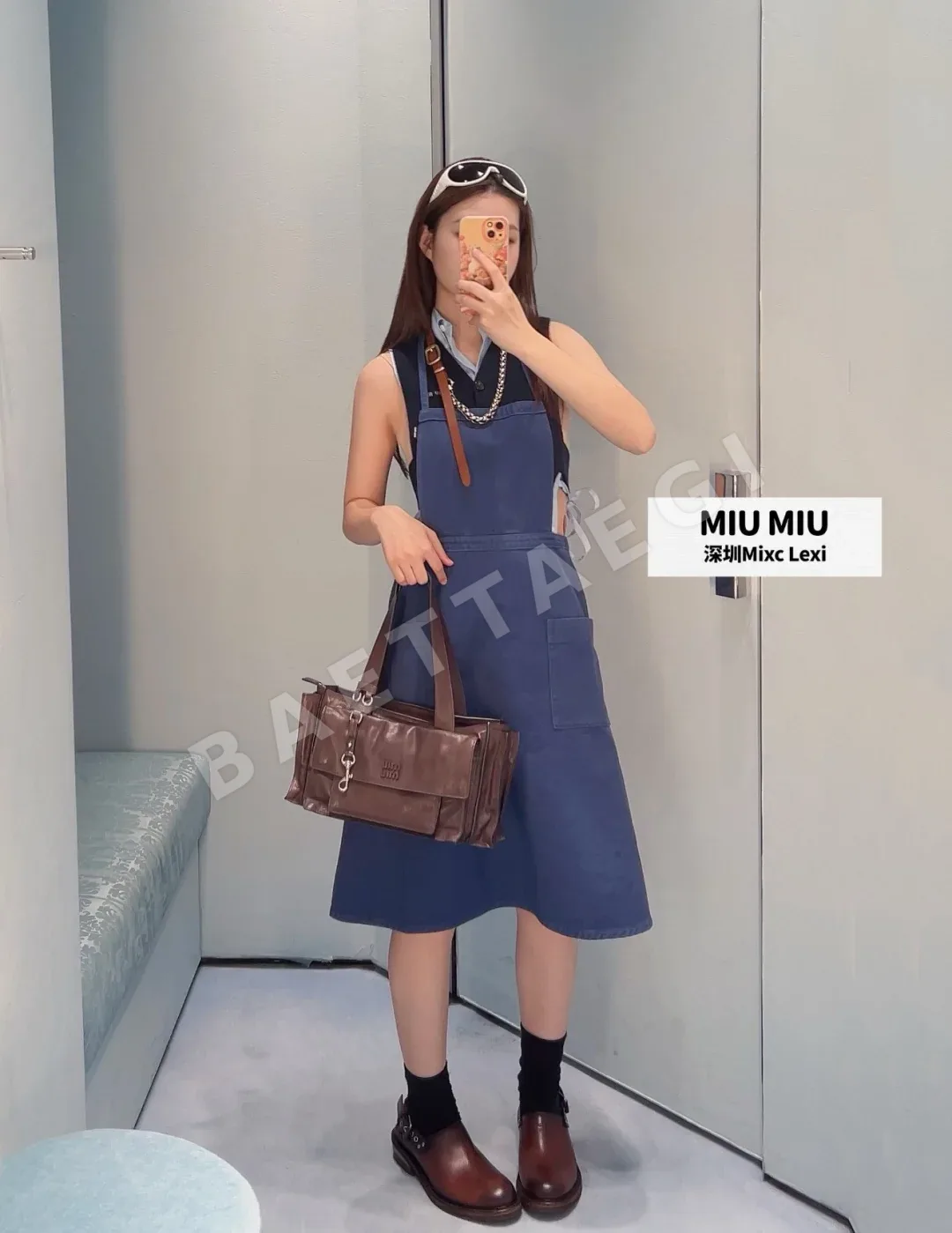 미우미우 데님 앞치마 원피스 상세 이미지 2