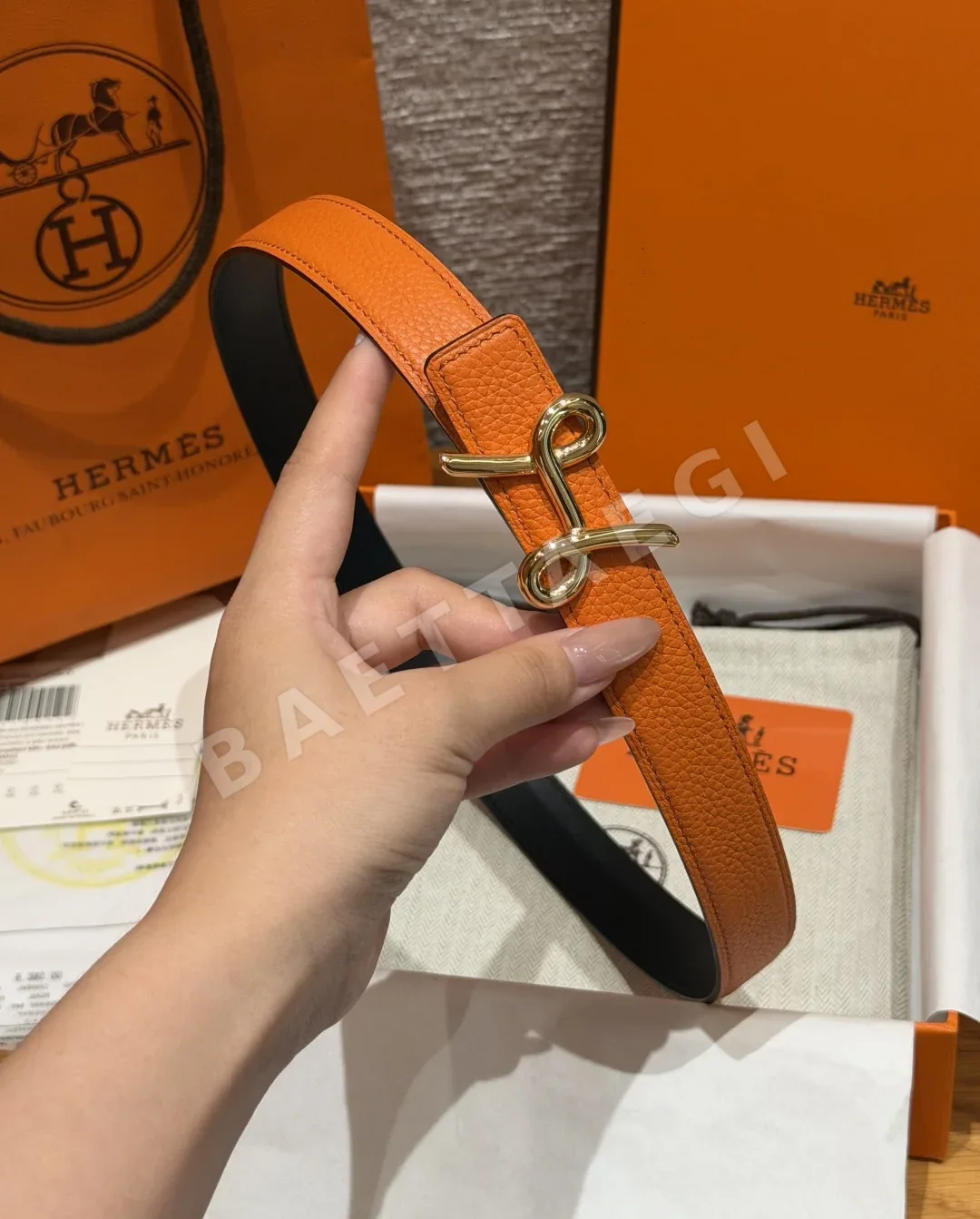 에르메스 크로와지에르 양면 가죽 벨트 상세 이미지 3