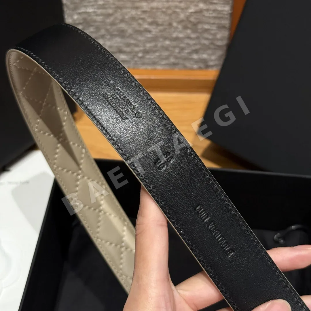 샤넬 더블 C 메탈 로고 램스킨 벨트 상세 이미지 9