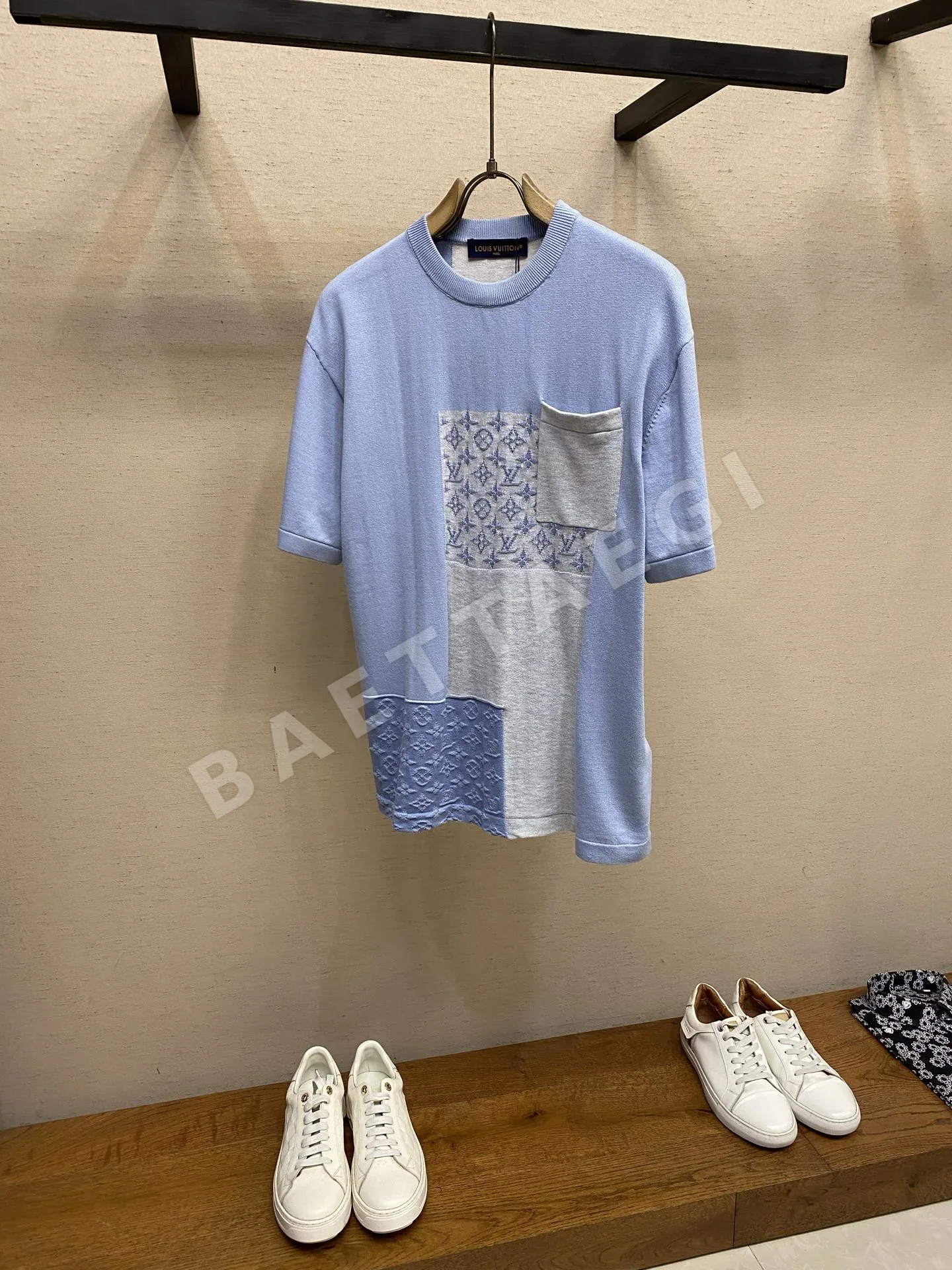 루이비통 패치워크 니트 반팔 셔츠 49036