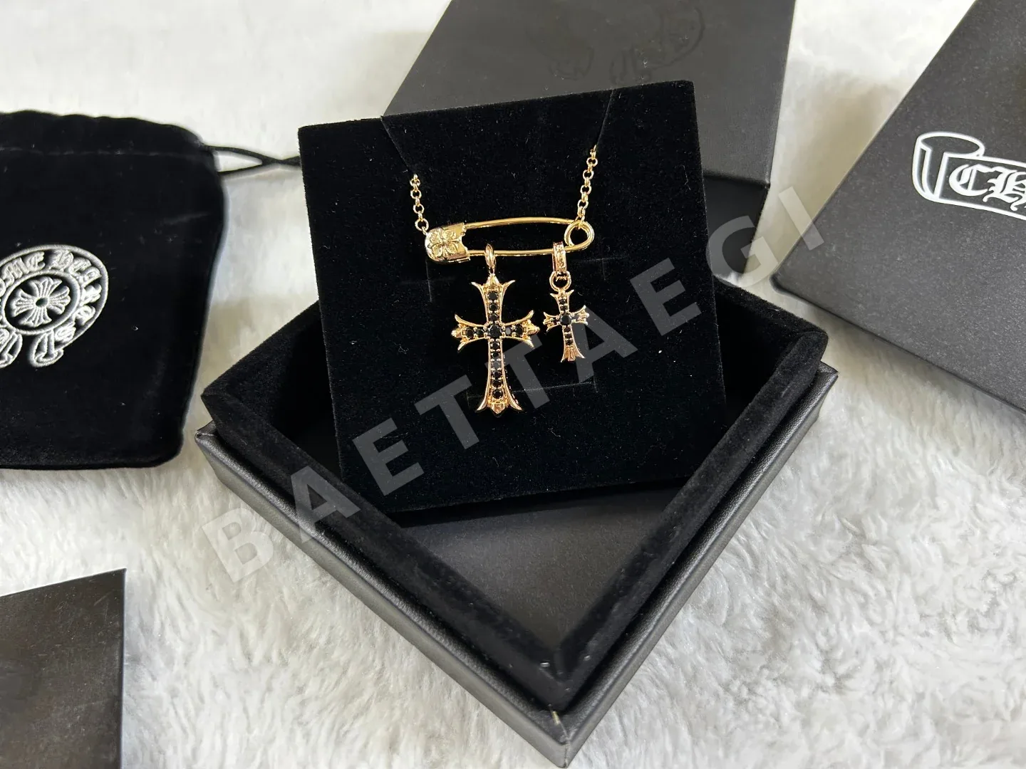 크롬하츠 더블 크로스 블랙 다이아몬드 목걸이 상세 이미지 6