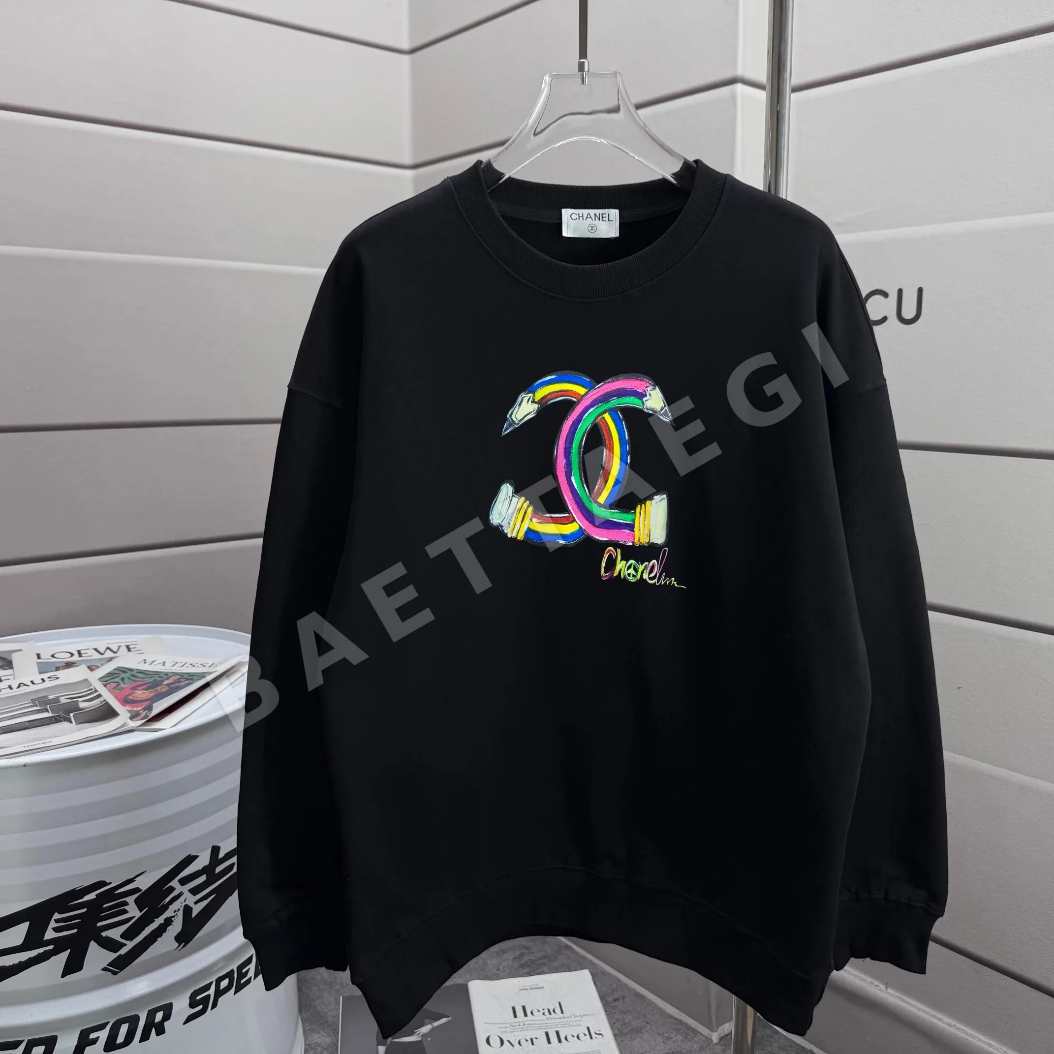 샤넬 더블 C 로고 크루넥 긴팔 스웨트셔츠 86819