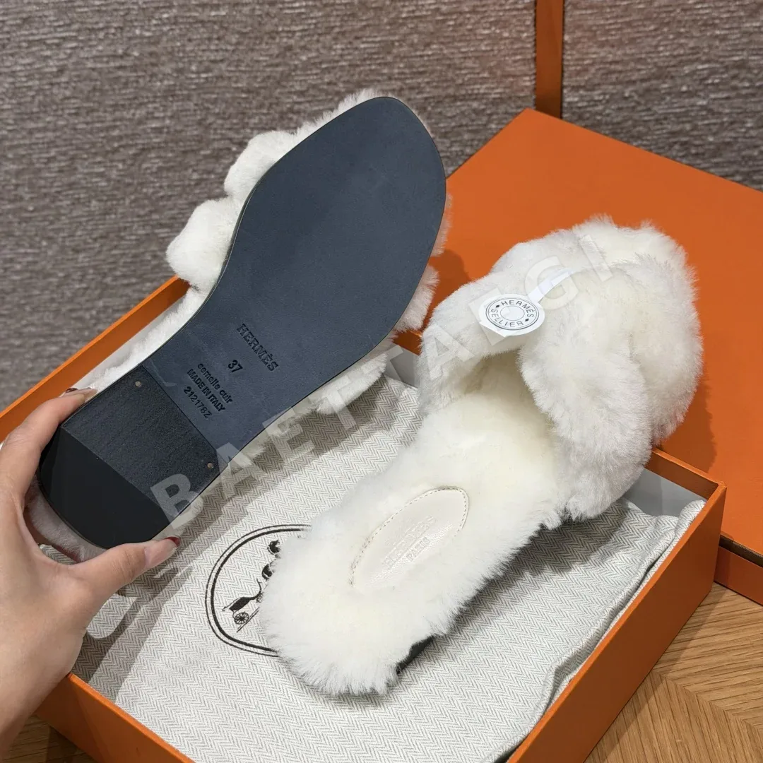 에르메스 오란 샌들 Pure White 울 가죽 H 컷아웃 상세 이미지 7