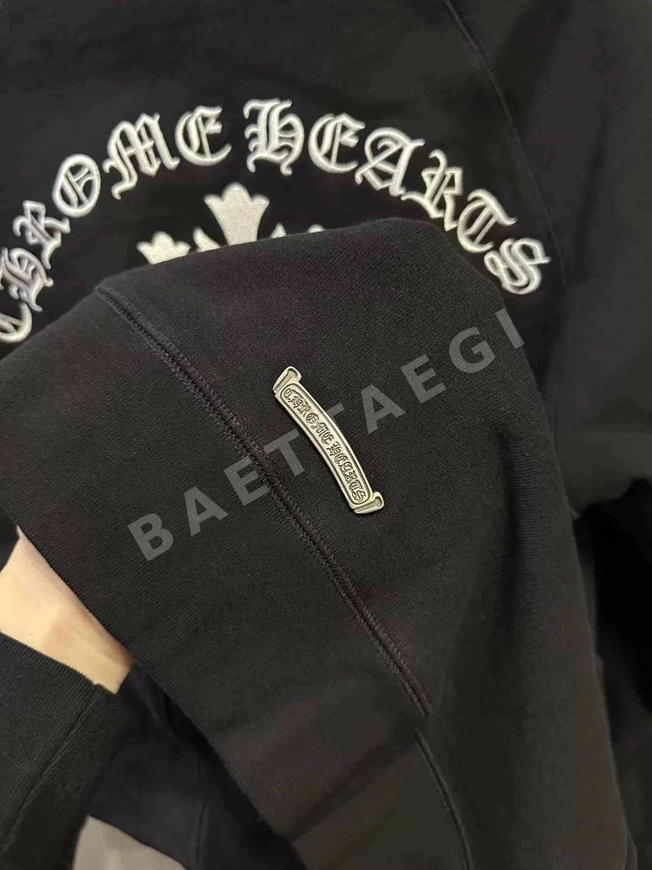 크롬하츠 남성 블랙 지퍼 후드 상세 이미지 3