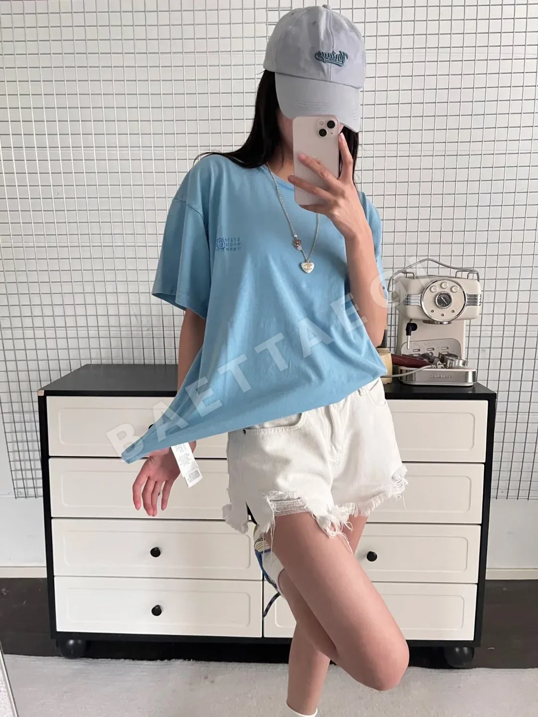 마르지엘라 오버사이즈 프린트 여성 반팔 티셔츠 상세 이미지 2