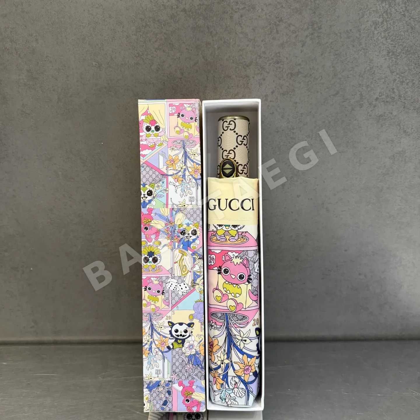 구찌 3단 자동 접이식 양산 우산 85506