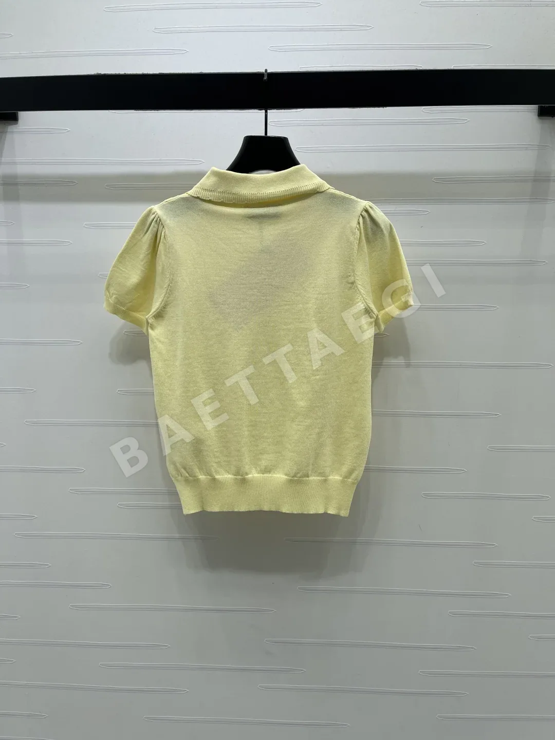 미우미우 리본 카라 코튼 울 니트 반팔 티셔츠 상세 이미지 8