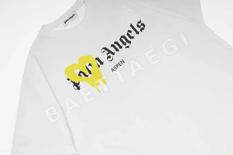 팜엔젤스 옐로우 하트 곰 프린트 남성 반팔 티셔츠 상세 이미지 7