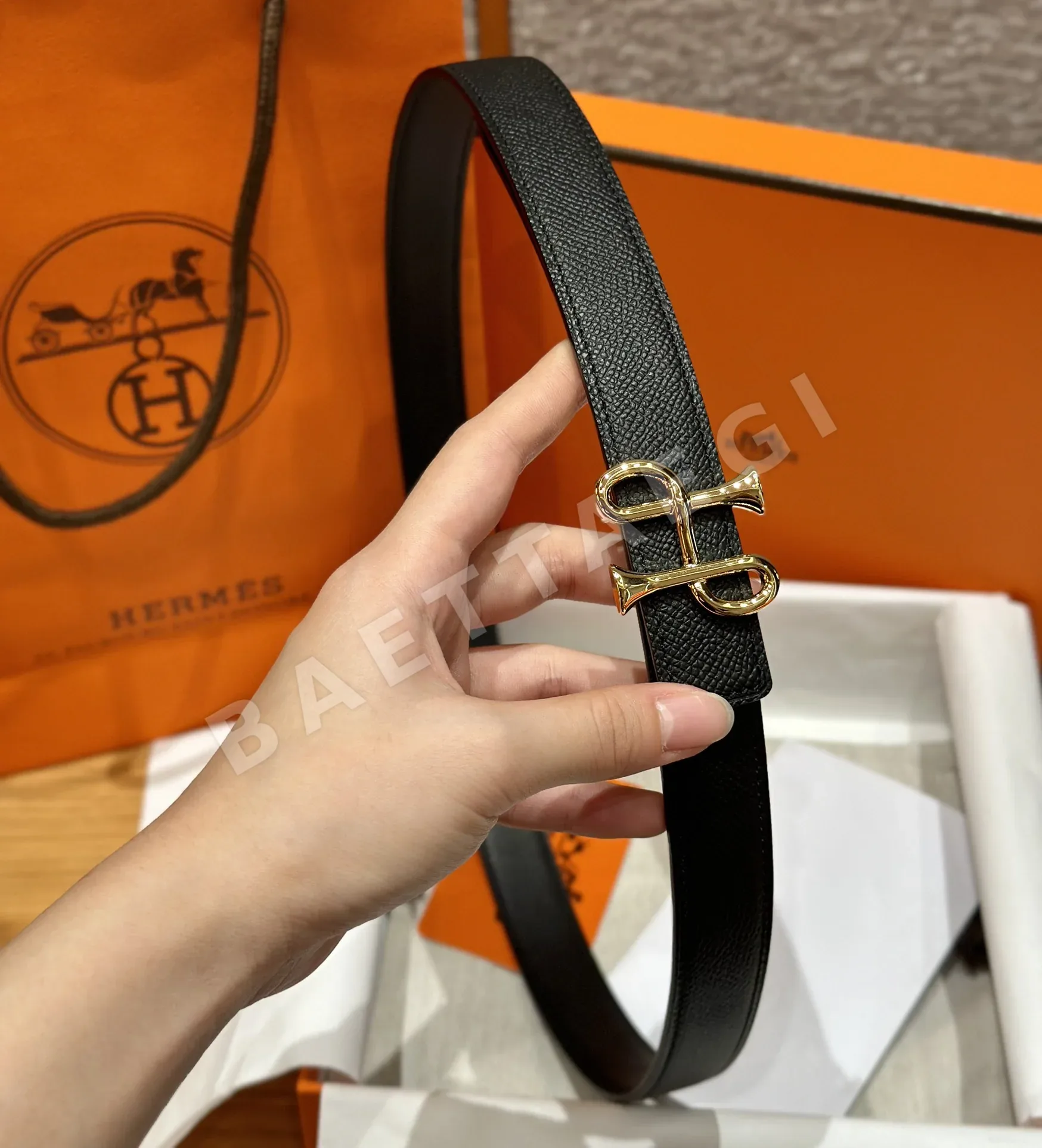 에르메스 H 버클 스위프트 가죽 양면 벨트 175966