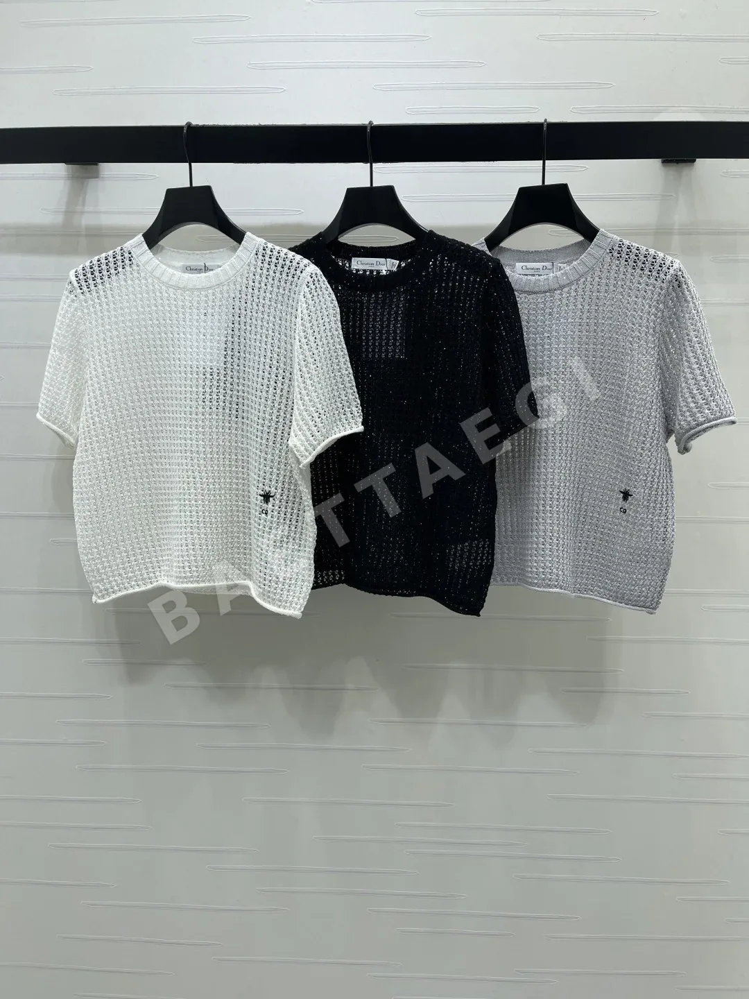 샤넬 여성 면 니트 반팔 티셔츠 103798