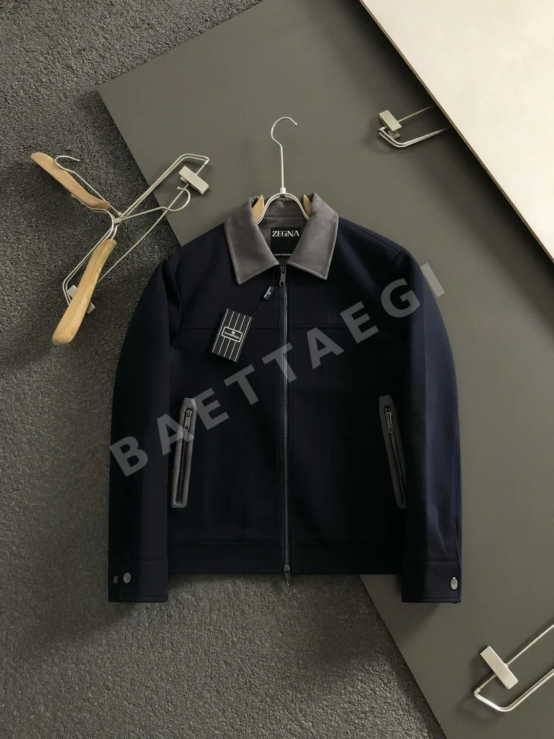 제냐 빈티지풍 블루그레이 울 남성 자켓 상세 이미지 2