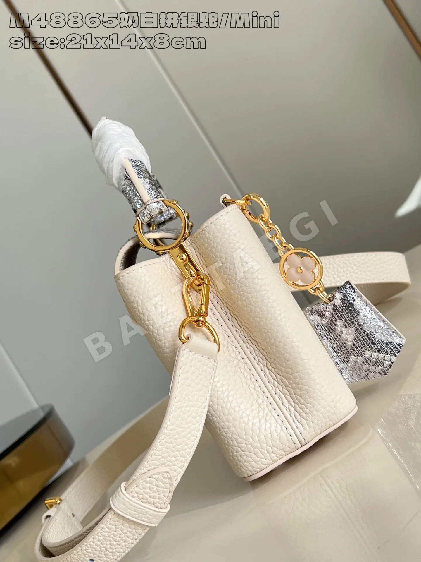루이비통 M48865 화이트 카푸신 핸드백 미니 상세 이미지 4