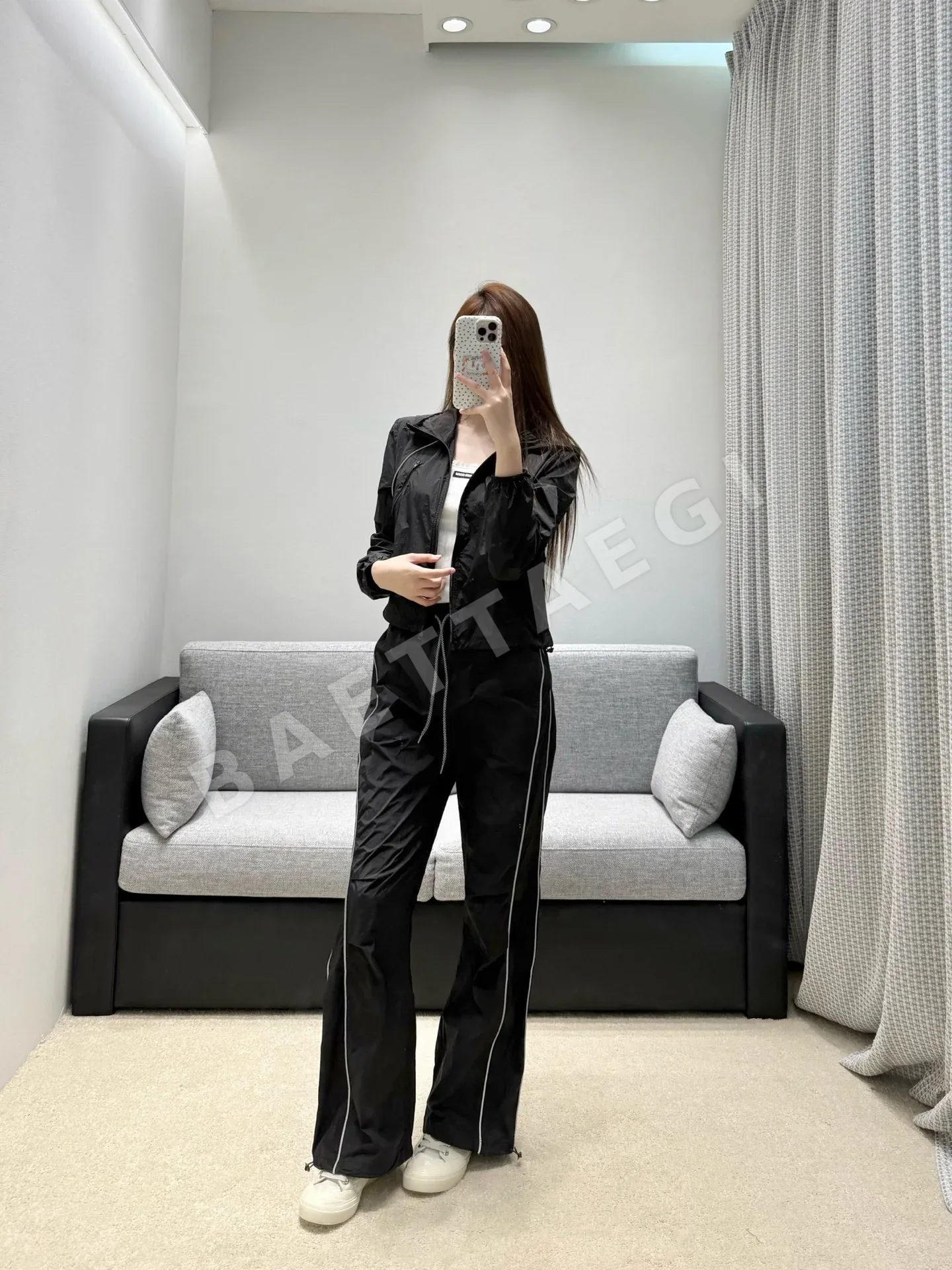 샤넬 크롭 후드 재킷 와이드 팬츠 세트 상세 이미지 4