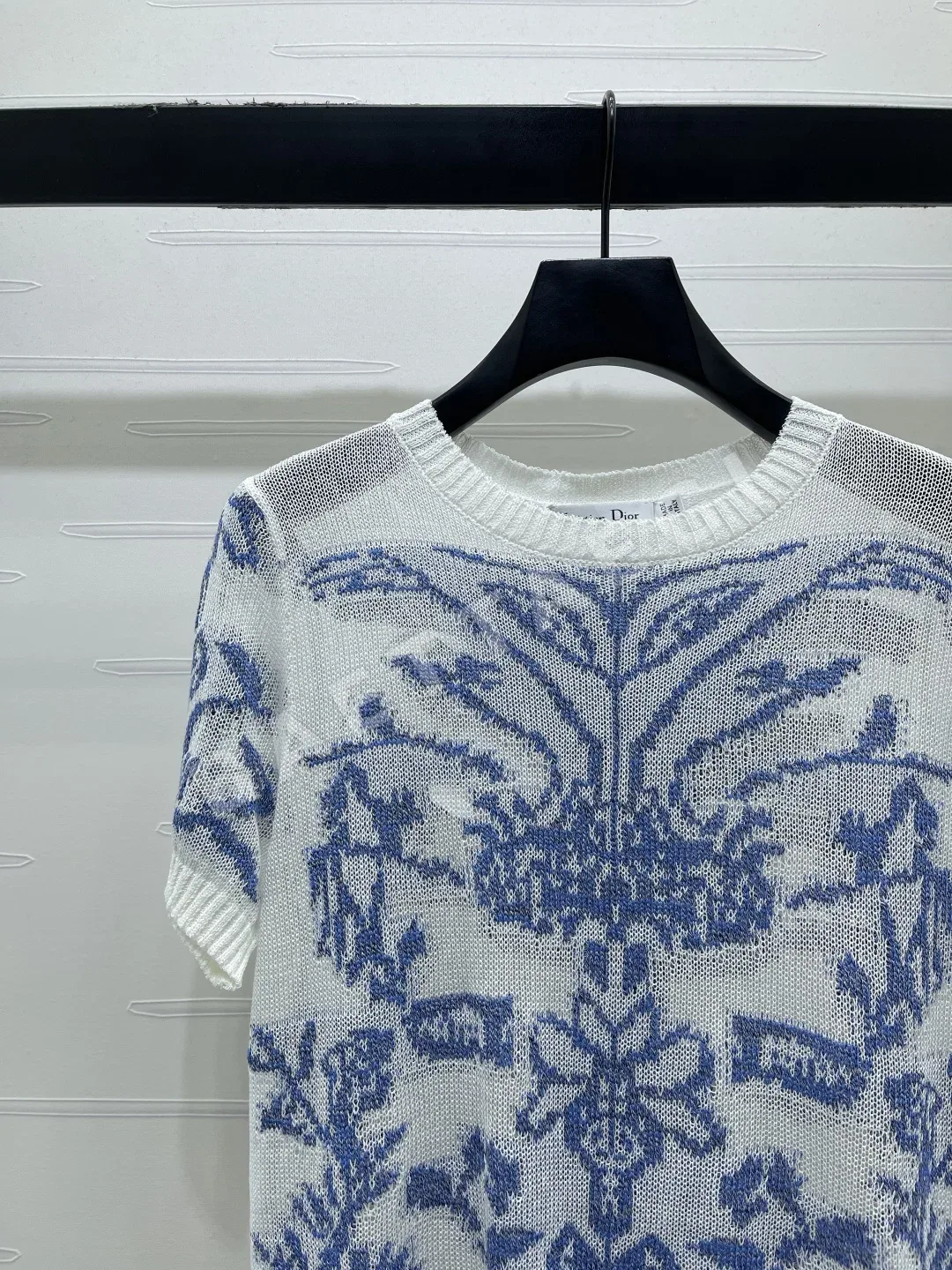 디올 모헤어 크로셰 편직 여성 반팔 탑 상세 이미지 4