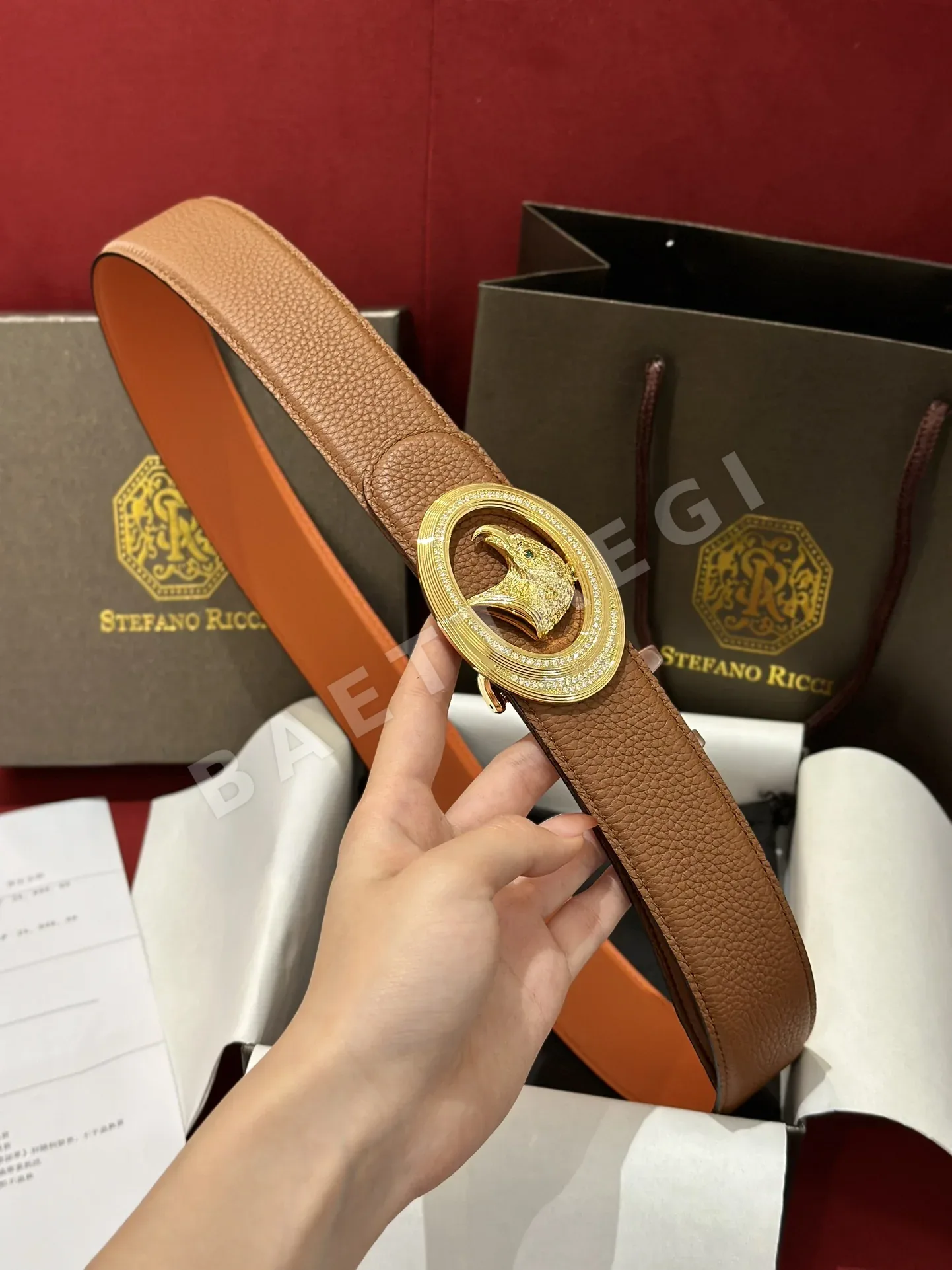 스테파노리치 크로커다일 패턴 카우하이드 가죽 벨트 상세 이미지 5