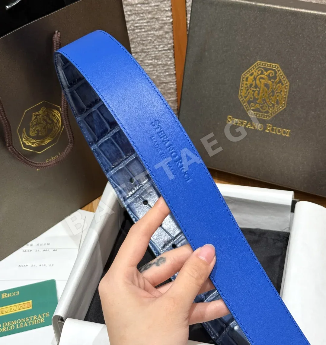 스테파노리치 블루 소가죽 금장 독수리장식 벨트 상세 이미지 8