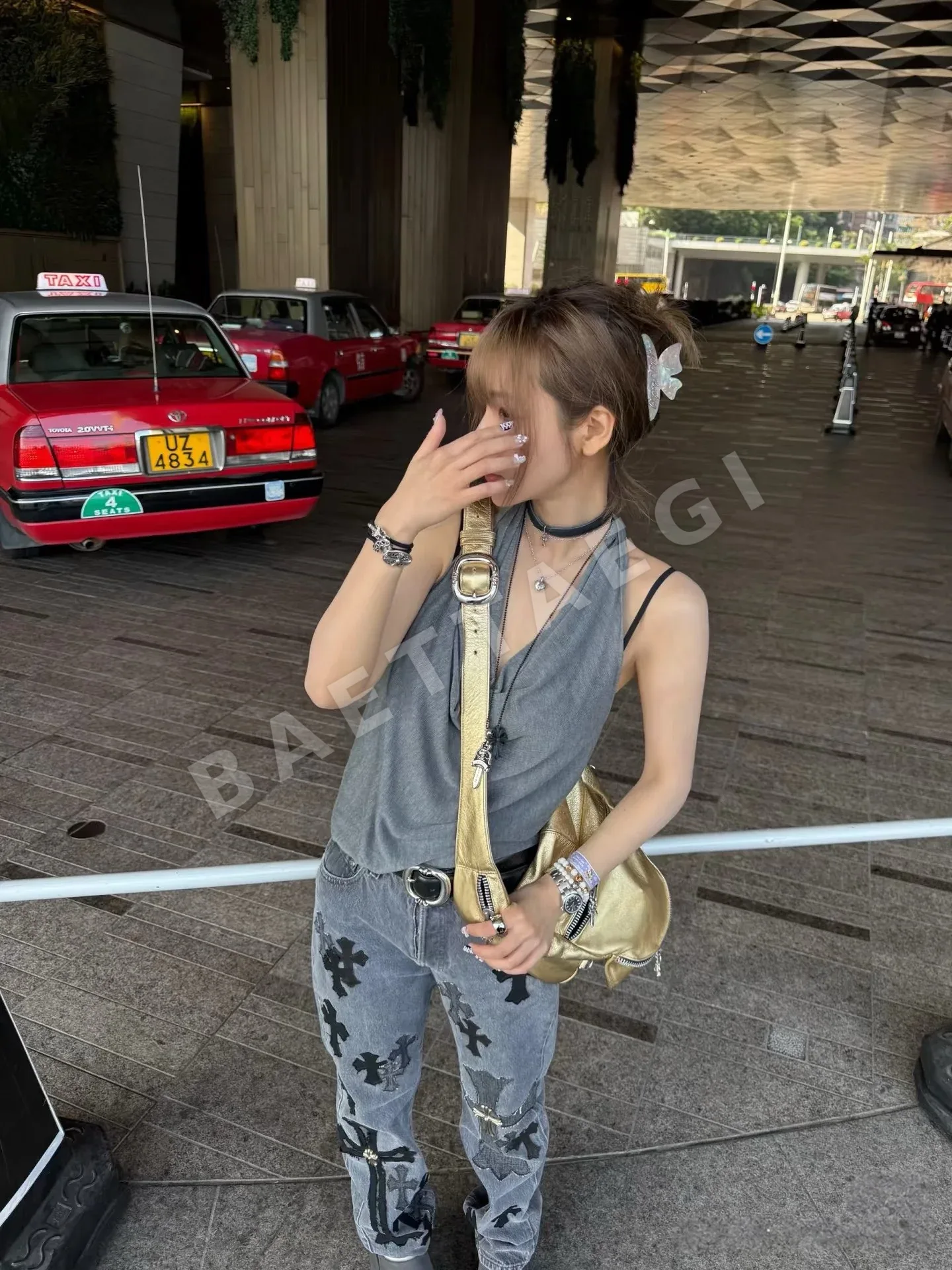 크롬하츠 블랙 램스킨 데님 남성 바지 상세 이미지 4