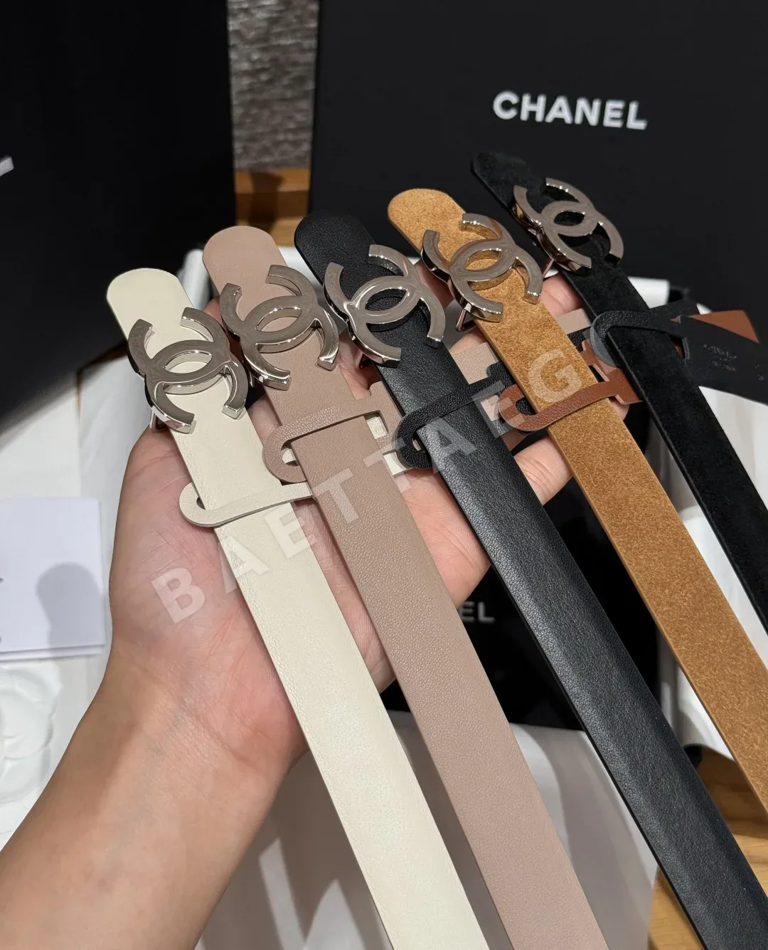 샤넬 더블 C 메탈 버클 양면 가죽 벨트 상세 이미지 2