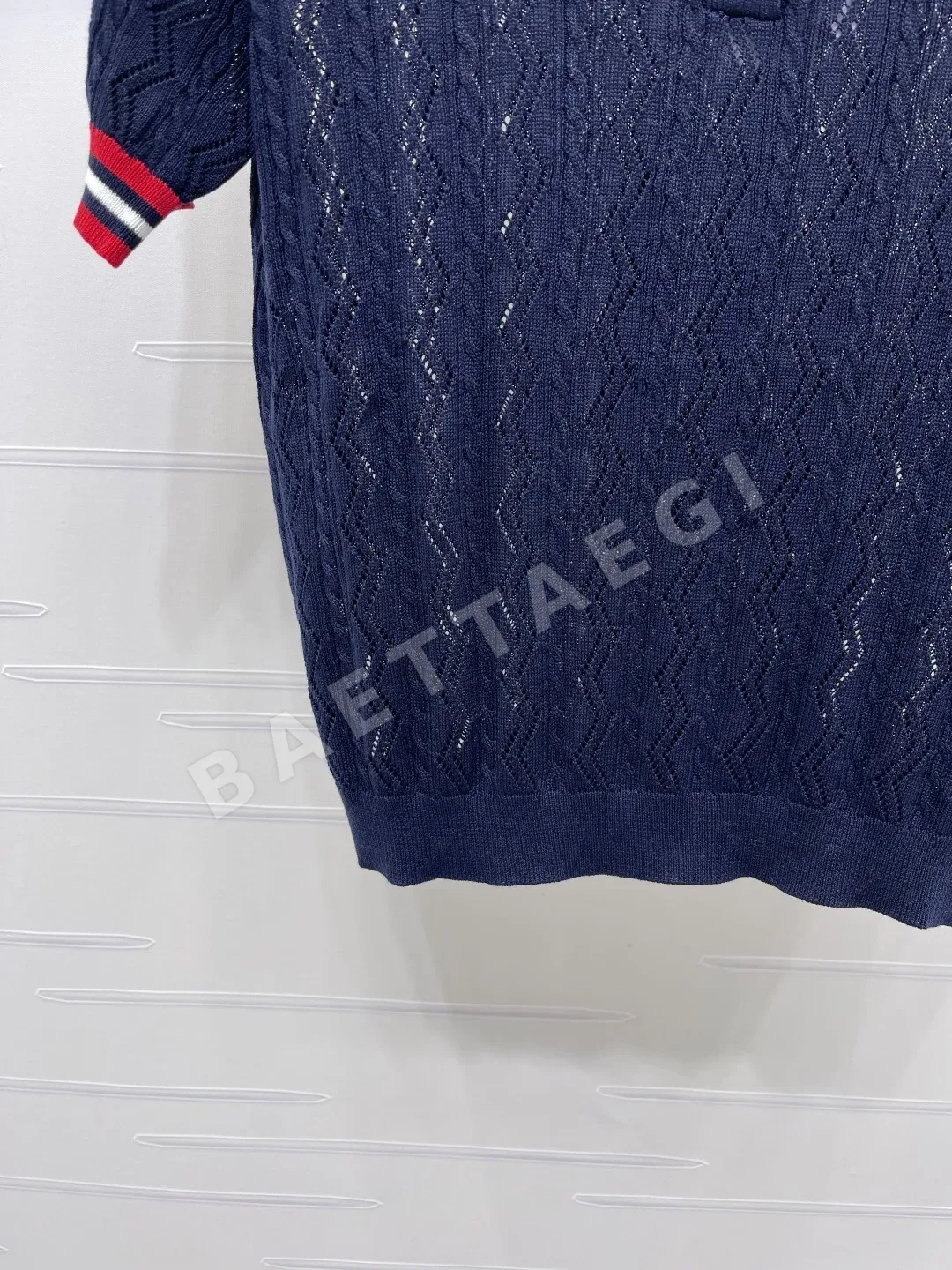 샤넬 실크 린넨 혼방 시스루 반팔 탑 상세 이미지 5