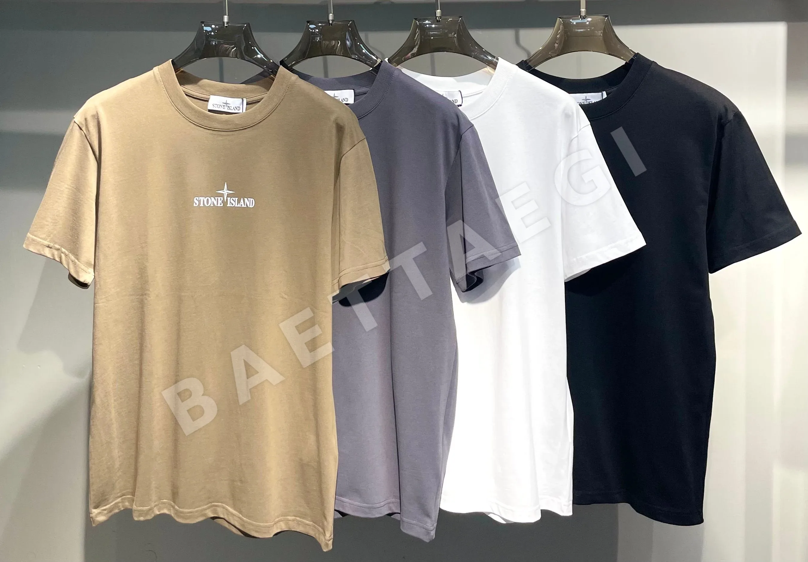 스톤아일랜드 스모크 컴퍼스 프린트 크루넥 반팔 티셔츠 47863