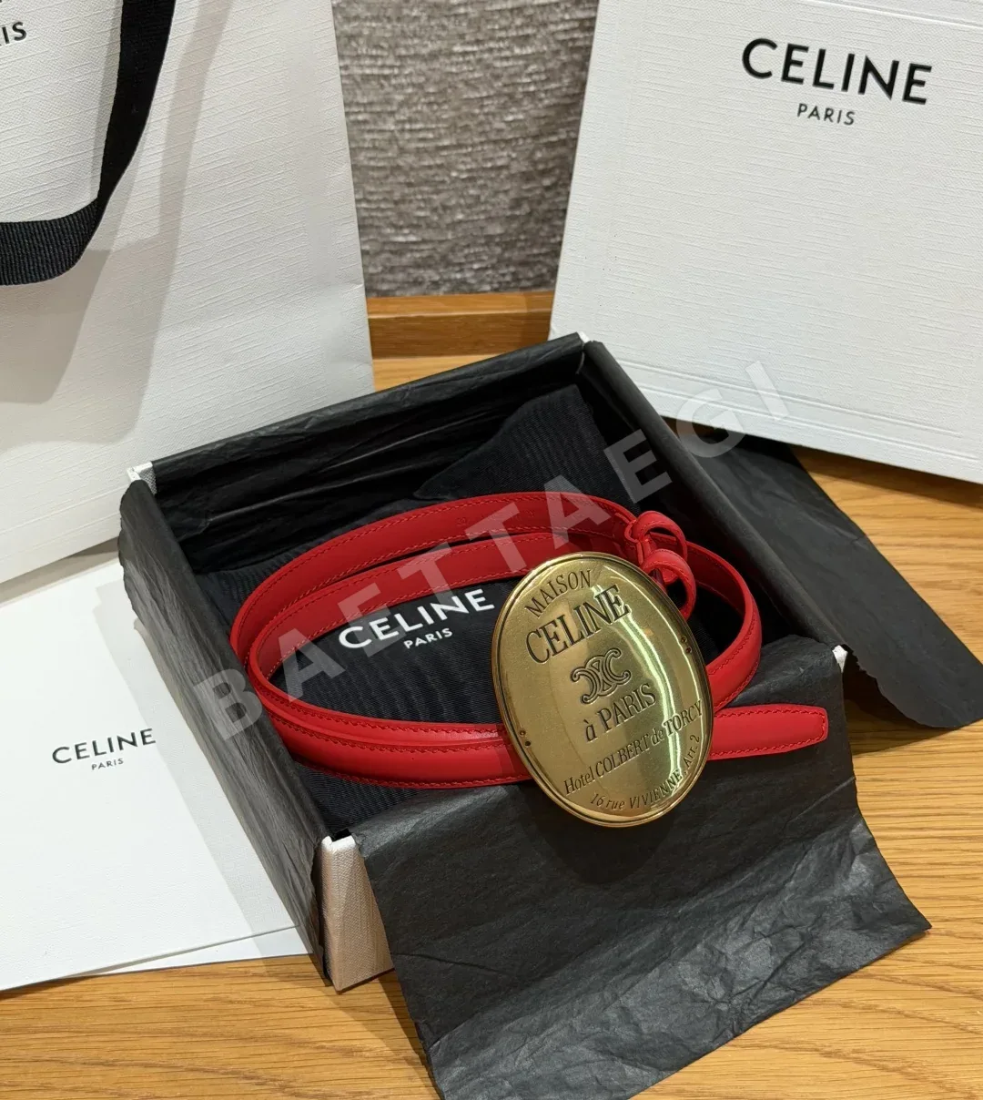셀린느 메종 13mm 가죽 벨트 177143
