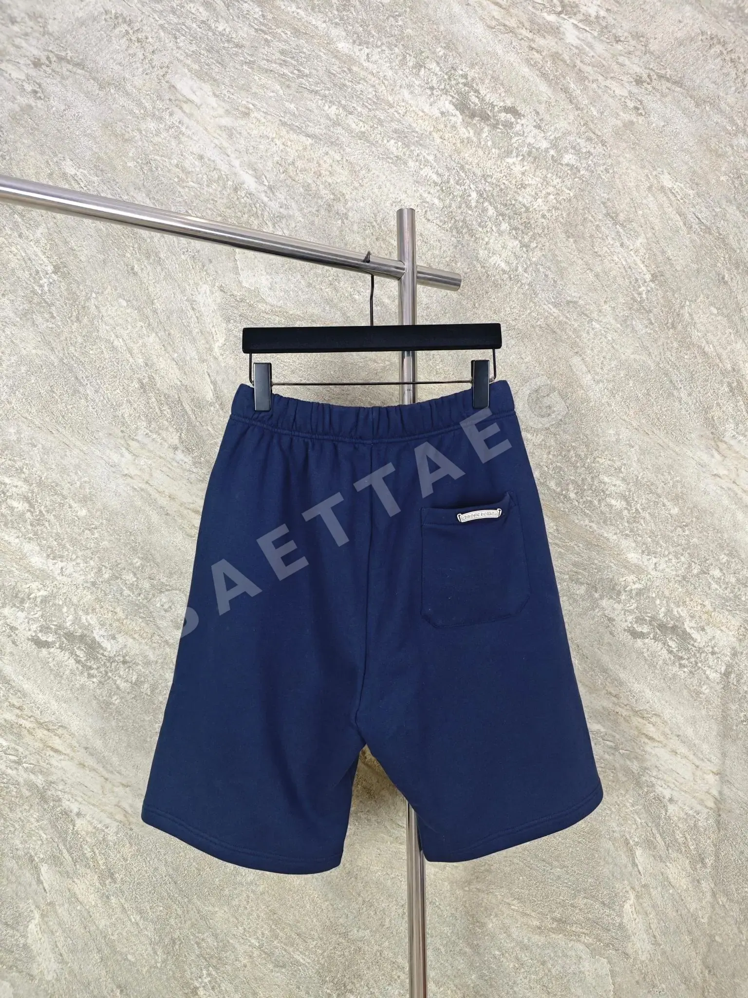 크롬하츠 꽃무늬 네이비 블루 램스킨 은장 반바지 상세 이미지 2
