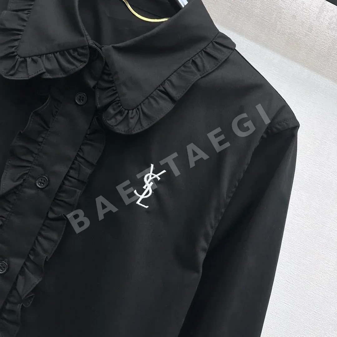생로랑 러플 카라 버튼 셔츠 상세 이미지 3