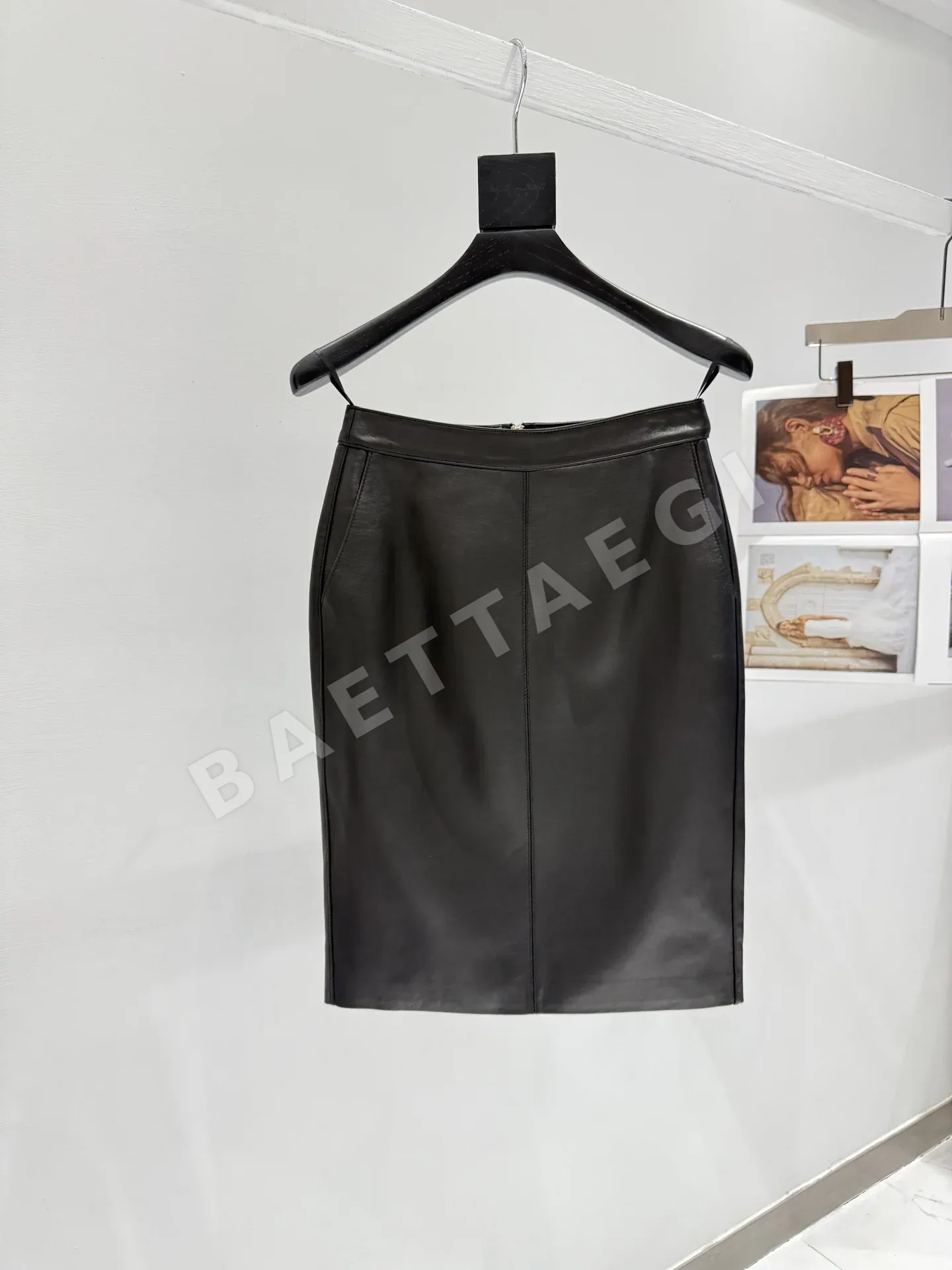 생로랑 레더 여성 스커트 206752