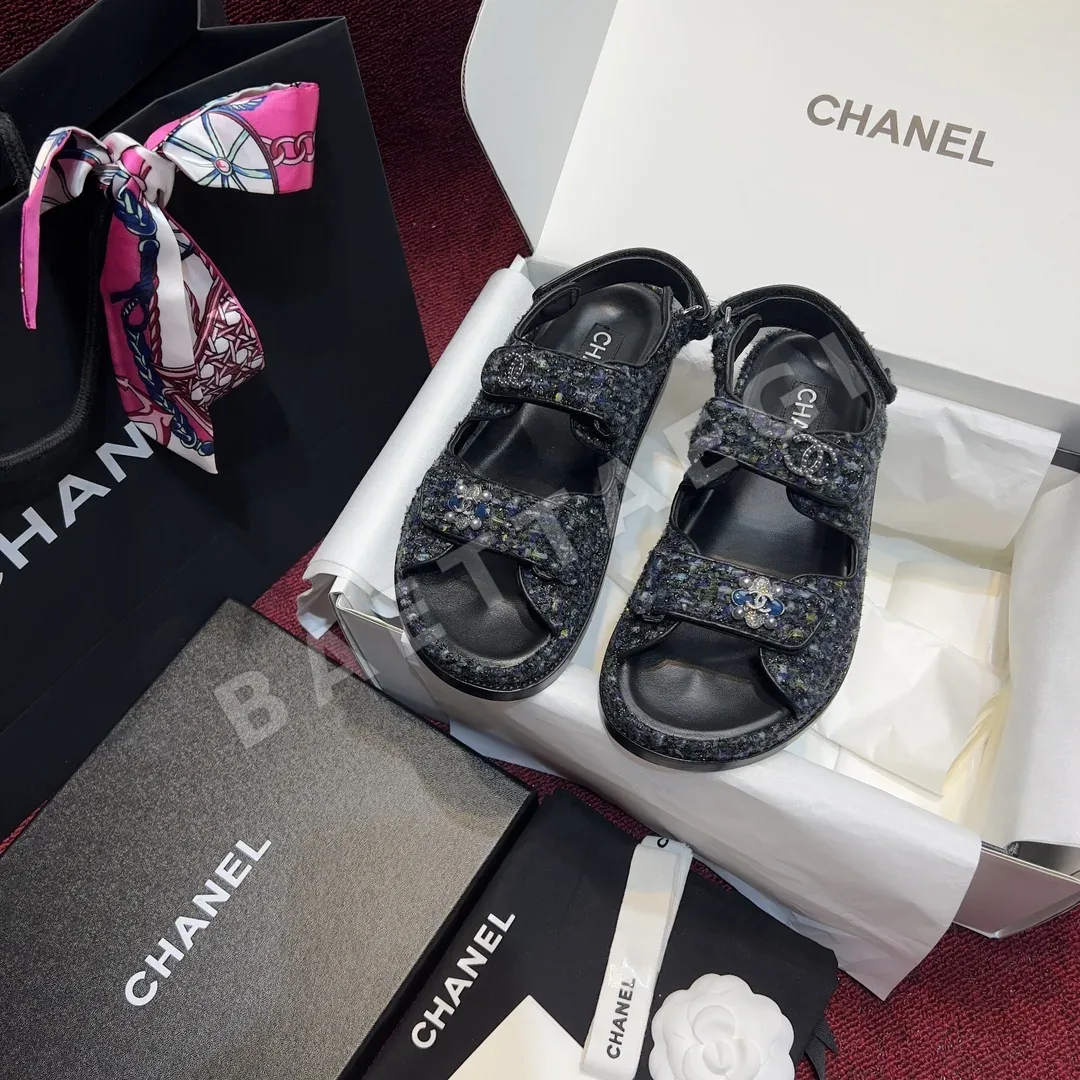 샤넬 더블 C 스타일 벨크로 비치 슈즈 94951