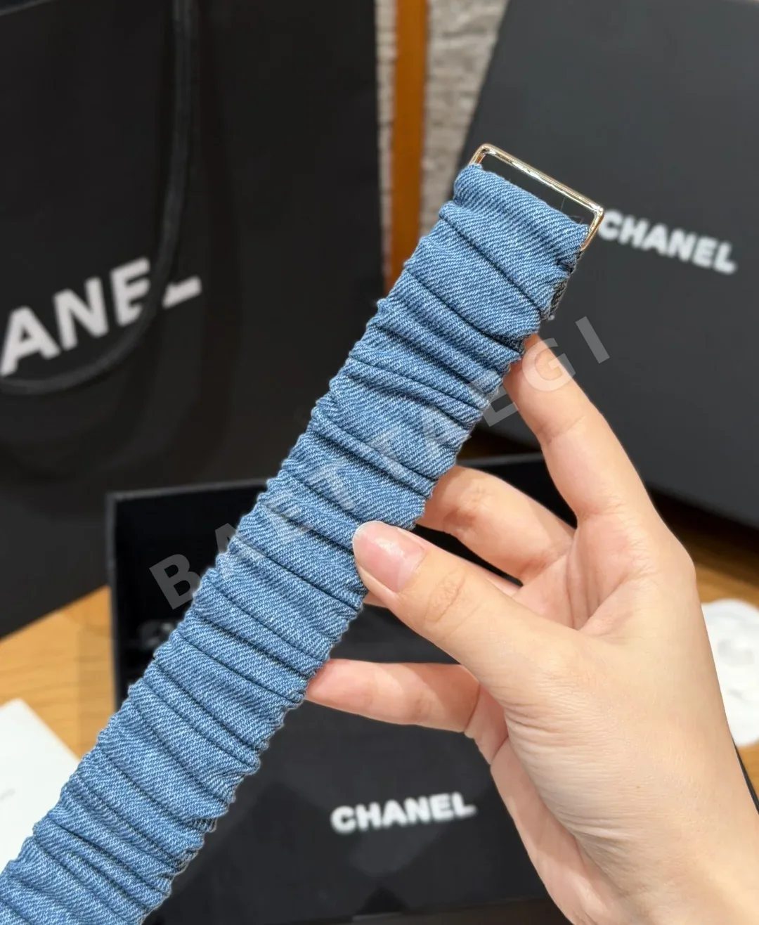 샤넬 플리츠 고무 더블 C 버클 벨트 상세 이미지 3
