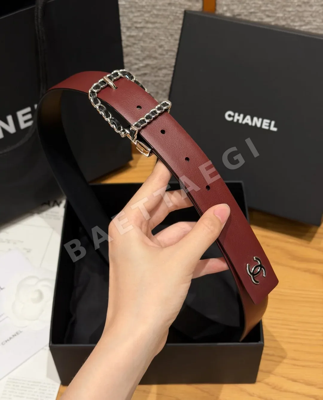 샤넬 카프스킨 리버시블 체인 장식 벨트 상세 이미지 8