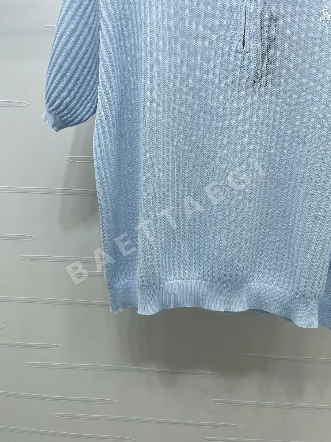 생로랑 니트 하프 집업 카라 반팔 탑 상세 이미지 5