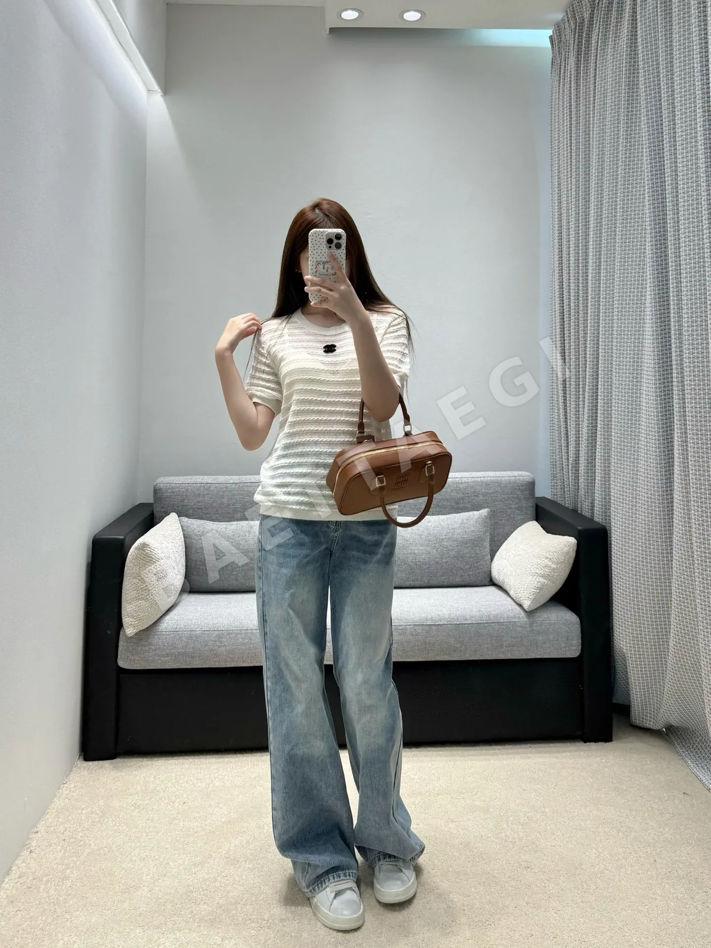 샤넬 시스루 웨이브 케이블 니트 반팔 티셔츠 상세 이미지 4