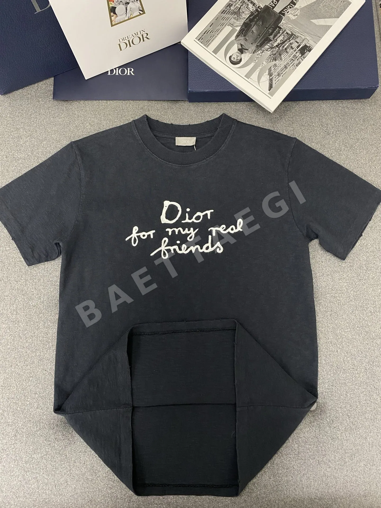 디올 슬라브 코튼 루즈핏 반팔 티셔츠 상세 이미지 2