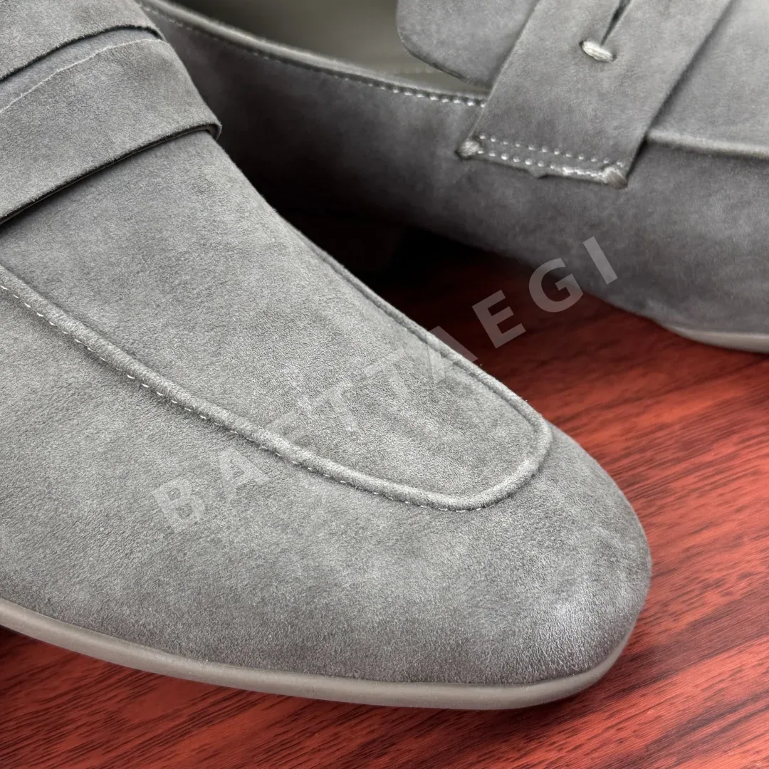 제냐 로퍼 남성 그레이 가죽 상세 이미지 5