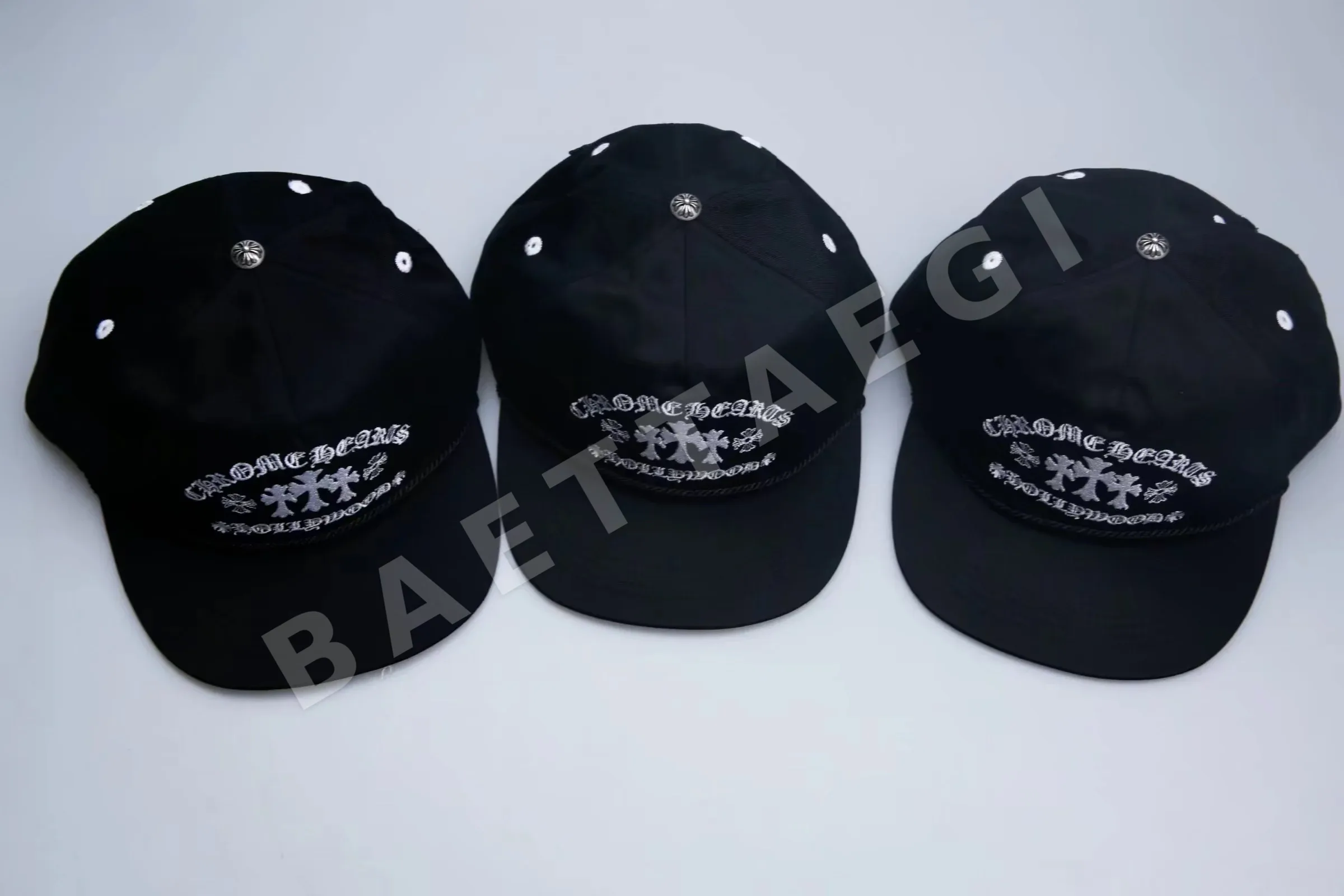 크롬하츠 블랙 자수 3 십자가 베이스볼 모자 상세 이미지 6