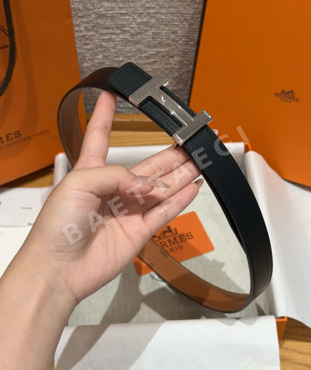 에르메스 H 버클 리버시블 가죽 여성 벨트 상세 이미지 5