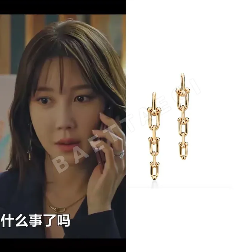 티파니 하드웨어 체인 롱 스터드 귀걸이 상세 이미지 5
