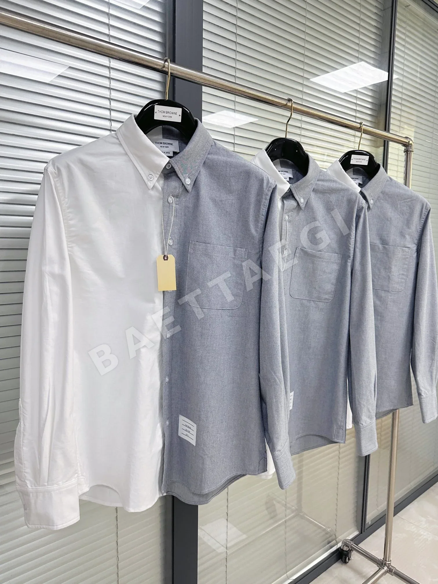톰브라운 그레이 패치워크 면 셔츠 긴팔 상세 이미지 4