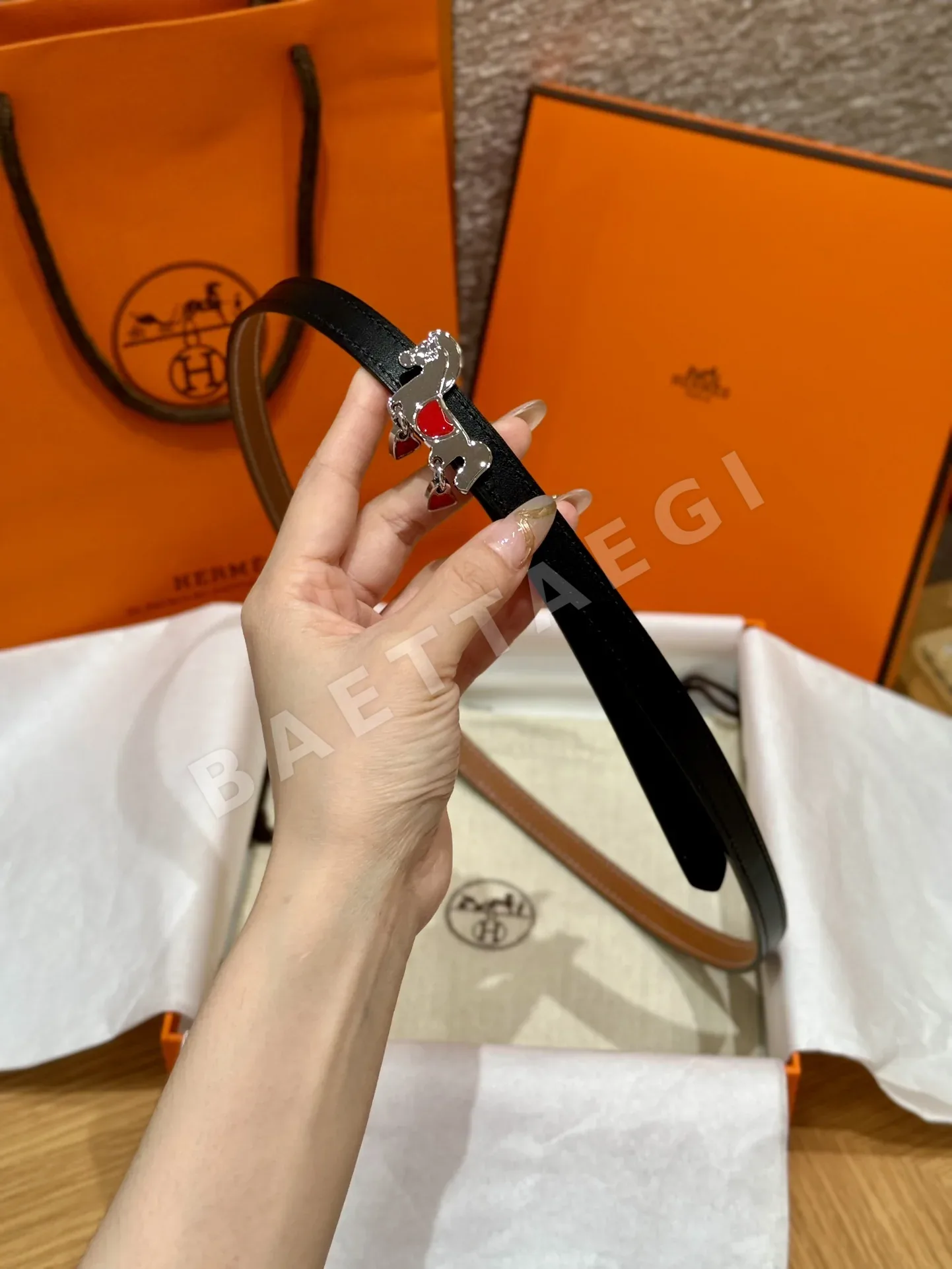 에르메스 그레난 양면 송아지가죽 벨트 T 버클 175259