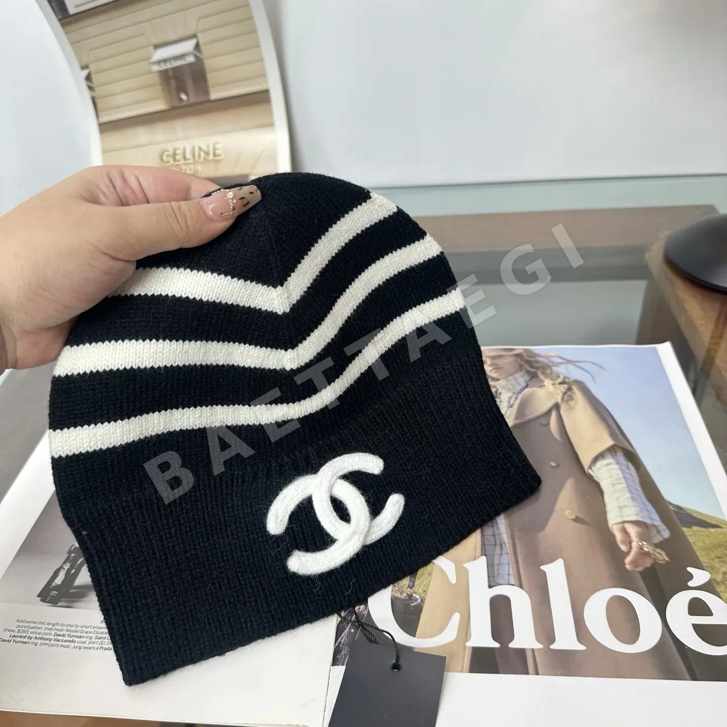 샤넬 니트 비니 모자 상세 이미지 5