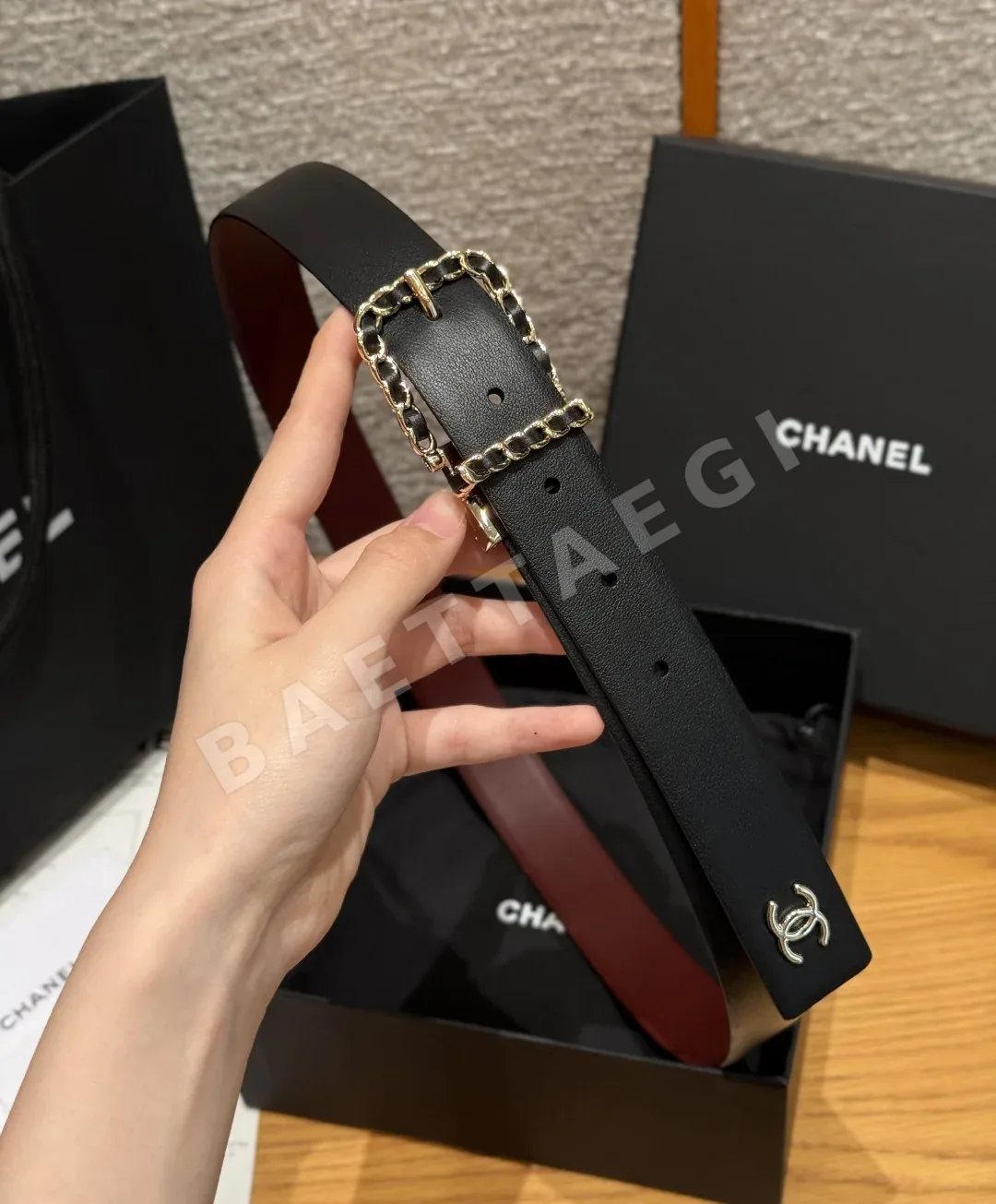 샤넬 송아지가죽 메탈 리버시블 벨트 상세 이미지 9