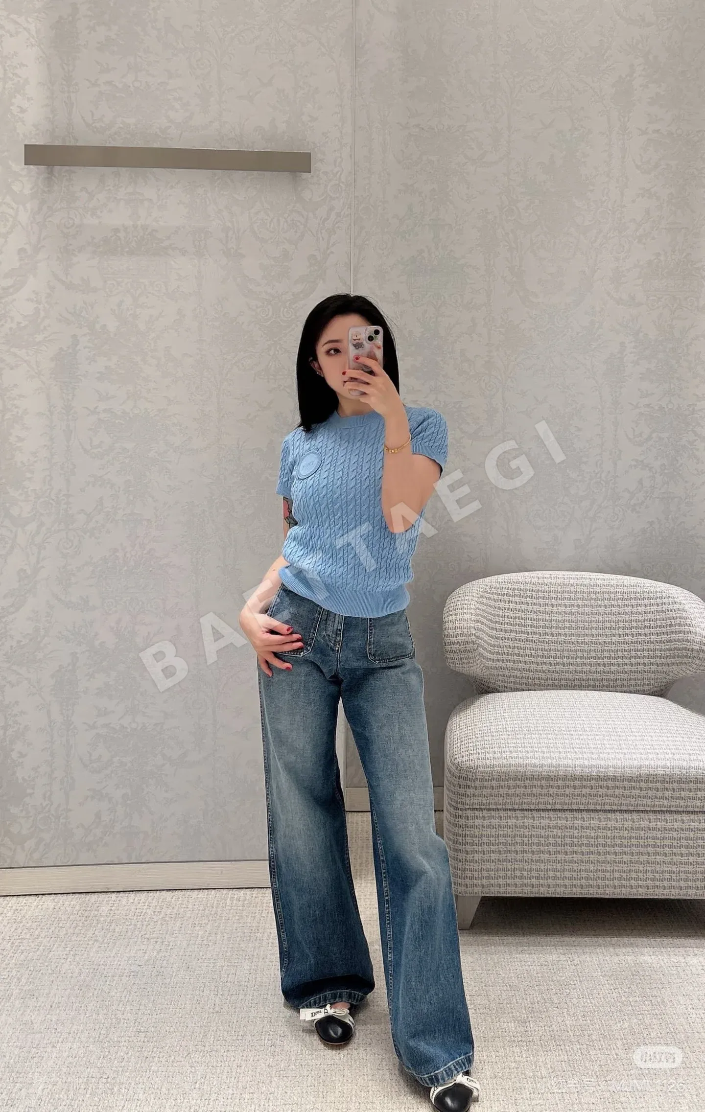 디올 3D 케이블 니트 반팔 티셔츠 상세 이미지 2