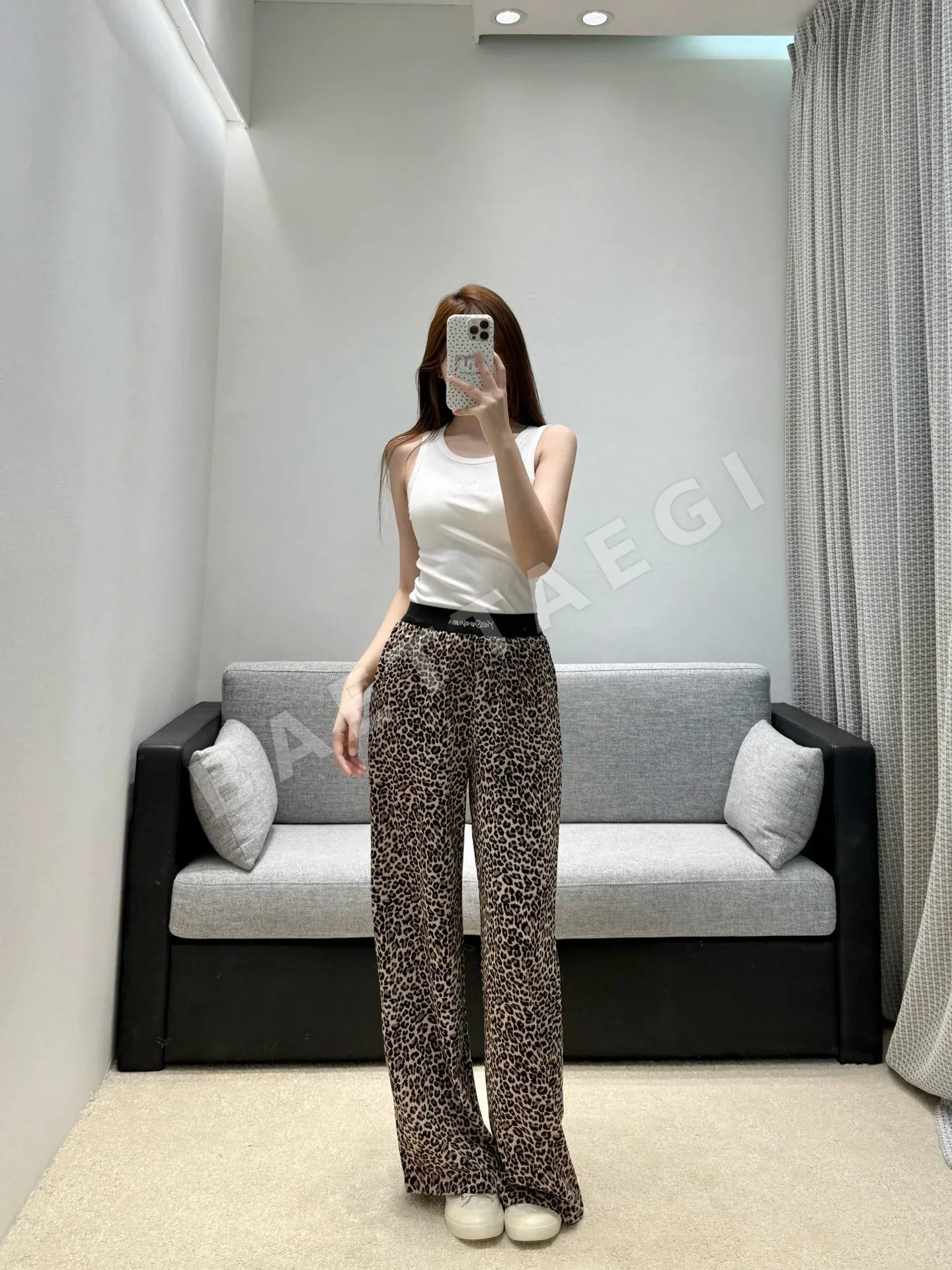 생로랑 레오파드 와이드 팬츠 상세 이미지 9