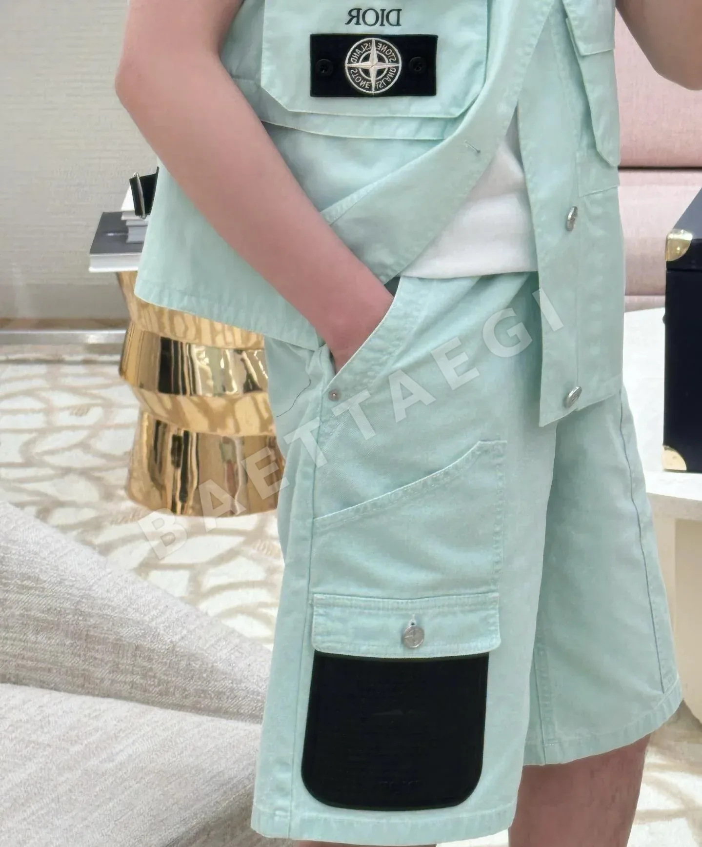 스톤아일랜드 패치워크 데님 남성 반바지 상세 이미지 7