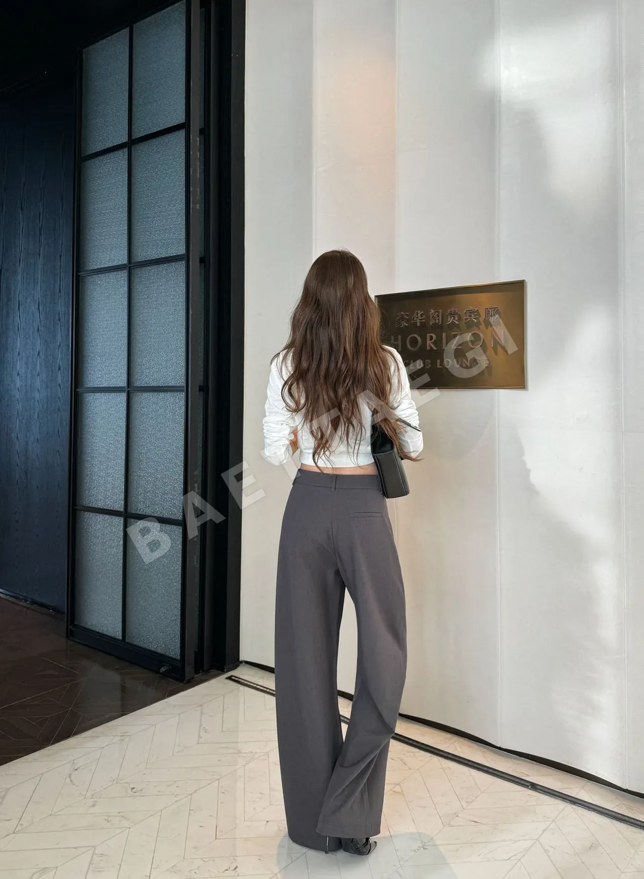 샤넬 다크 그레이 와이드 레그 여성 바지 상세 이미지 3