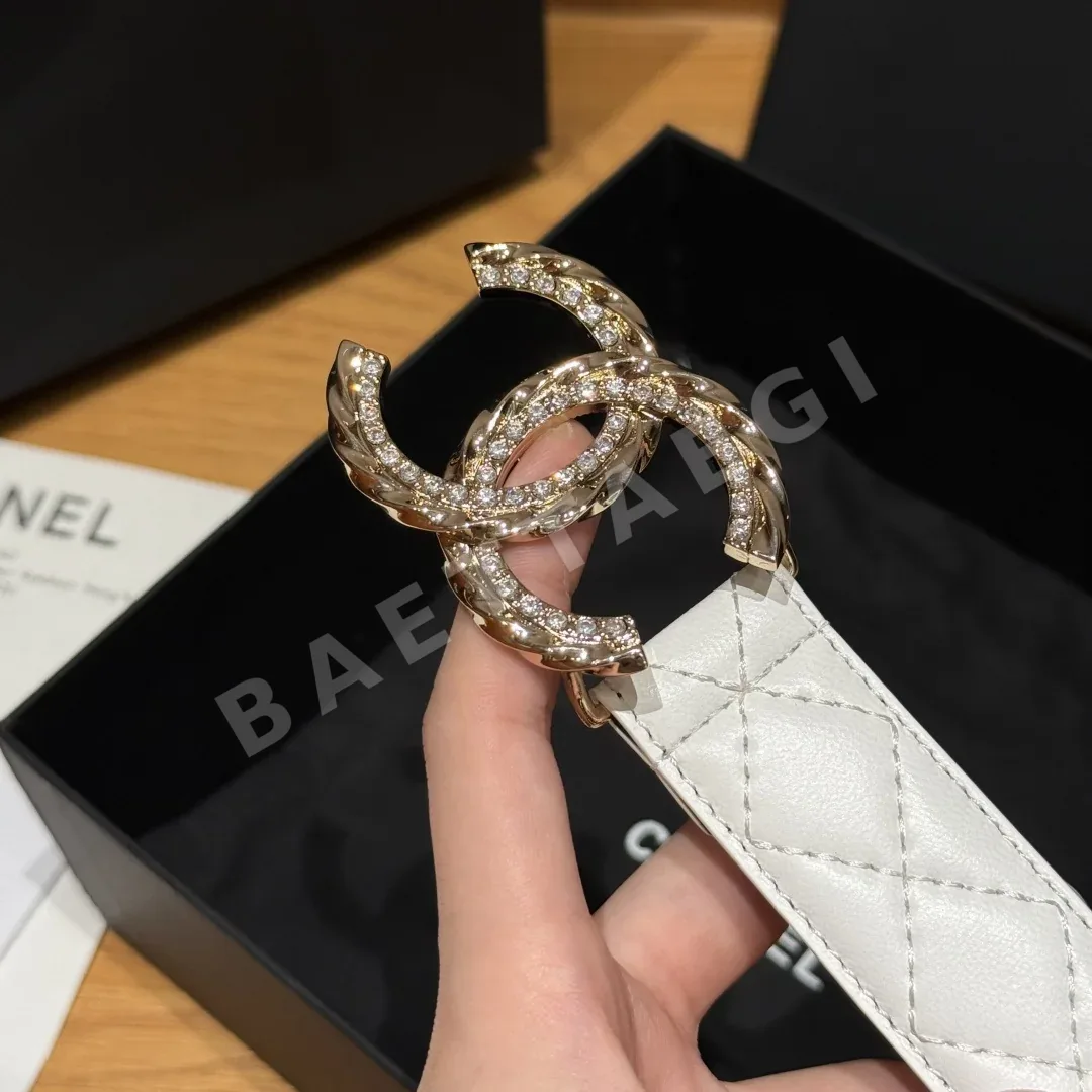 샤넬 더블 C 메탈 로고 램스킨 벨트 상세 이미지 7