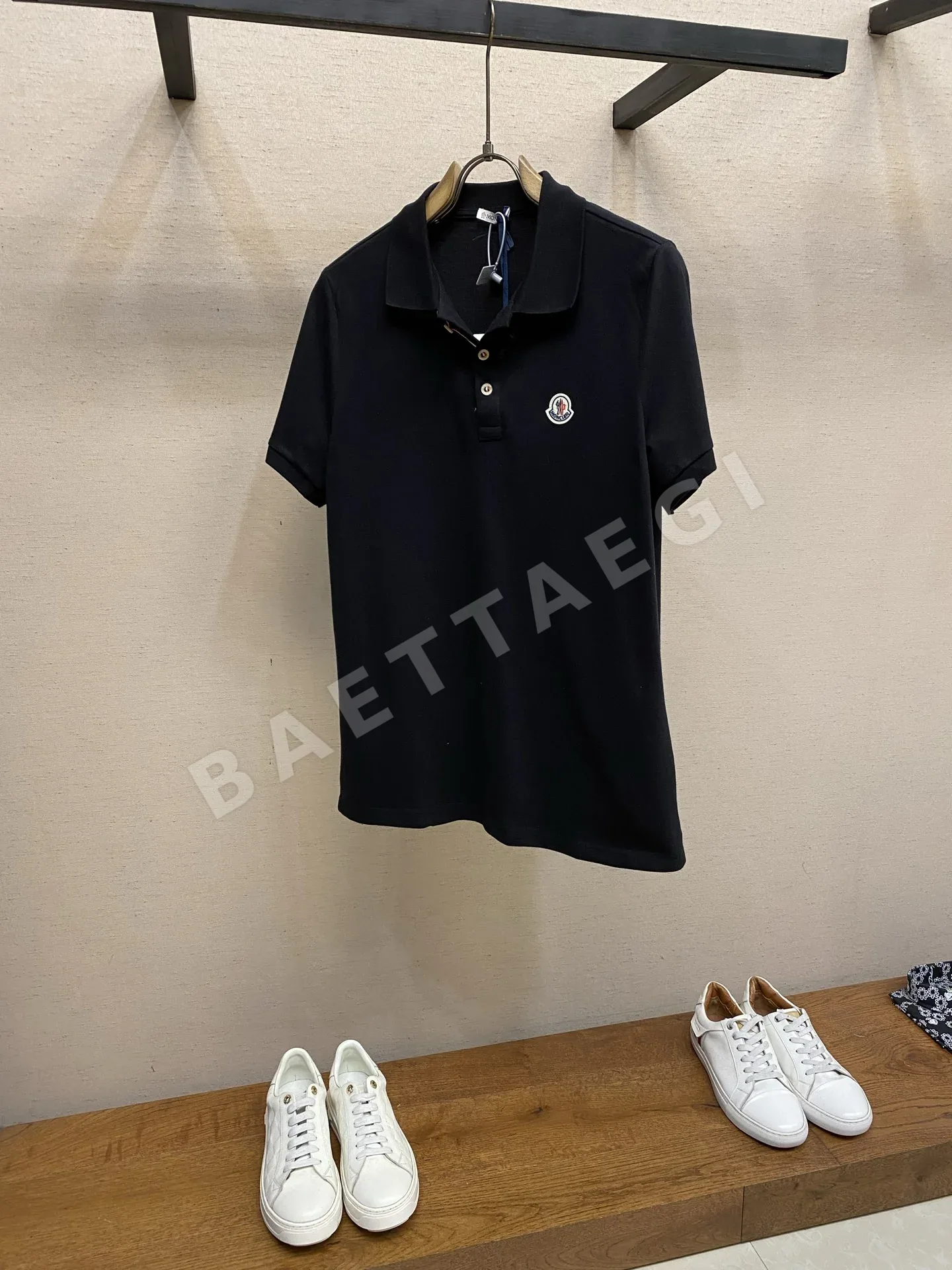 몽클레르 로고 패치 남성 반팔 폴로셔츠 48592