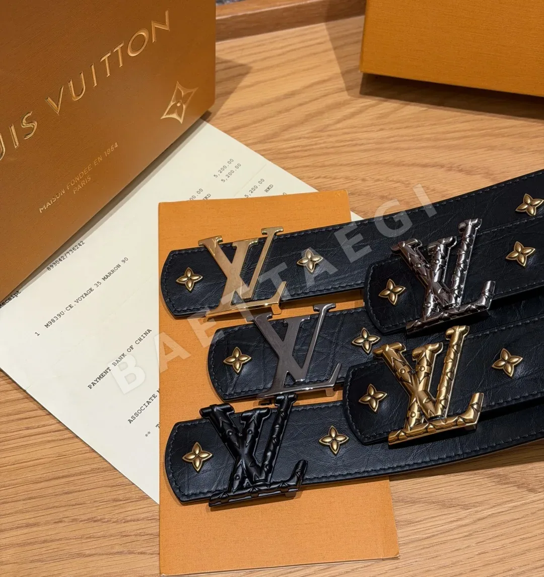 루이비통 LV 이니셜 트리용 가죽 벨트 173524